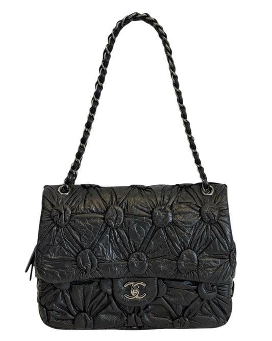 Chanel F/W 2015 Black Lemaire Puffed Draped Lambskin Large Classic Flap Bag