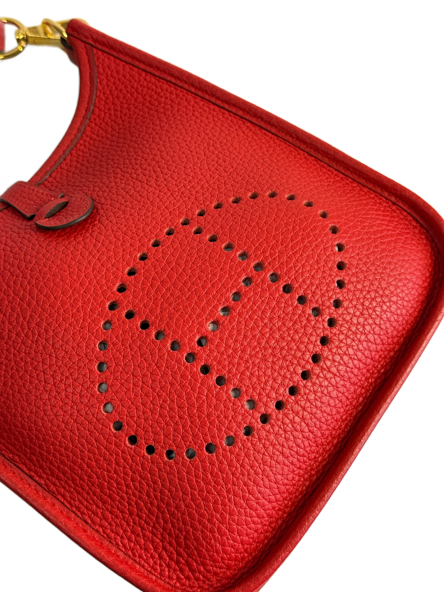 Hermes 2020 Rouge de Coeu Red Calfskin Mini Evelyn TPM