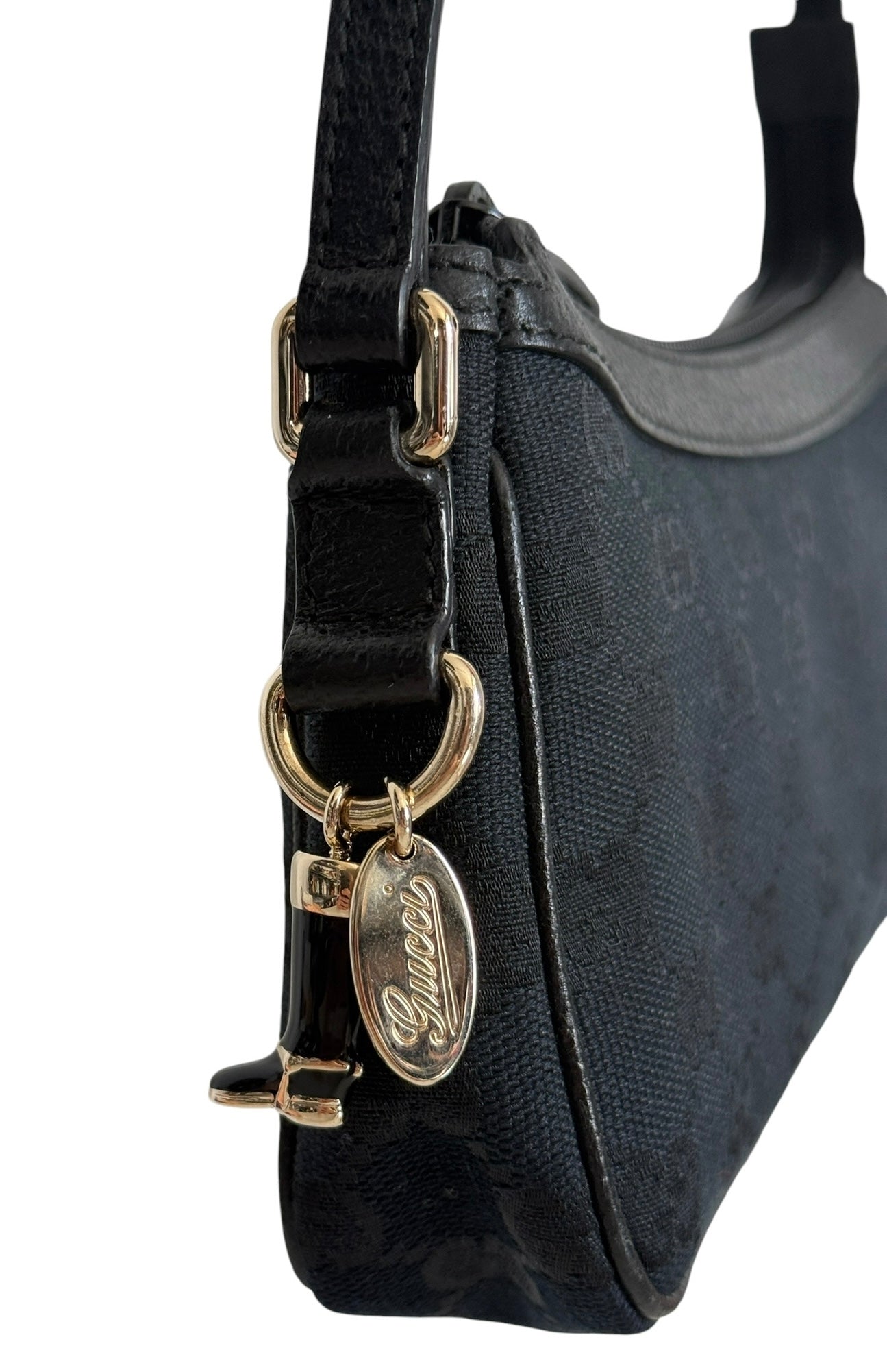 Gucci Vintage Black GG Monogram Mini Charmy Shoulder Pochette Bag