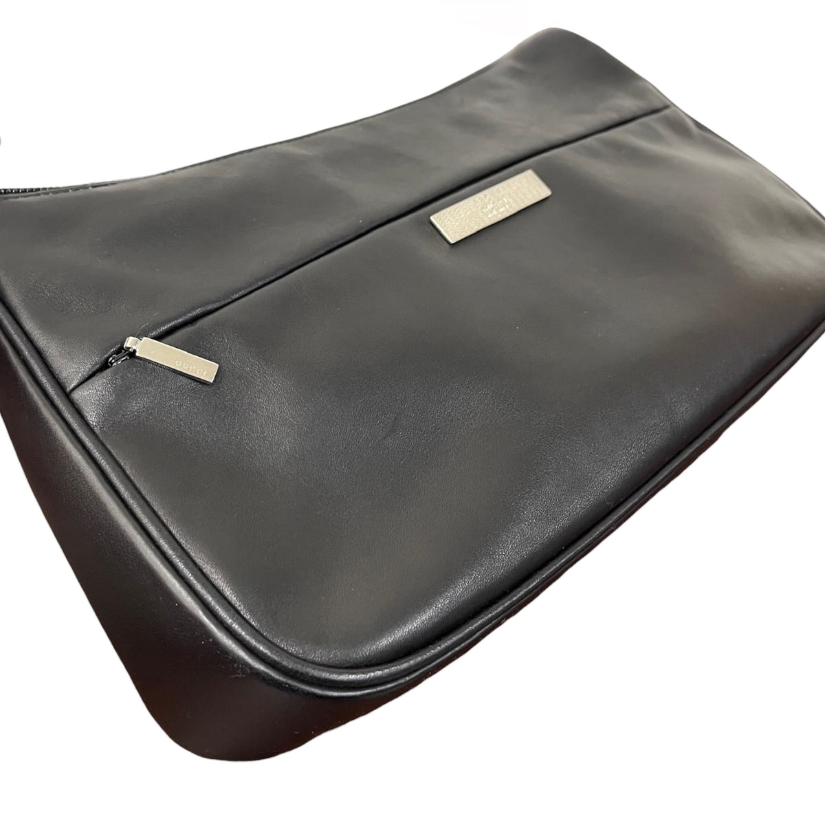 Gucci Vintage Black Lambskin Bamboo Handle Small Shoulder Bag