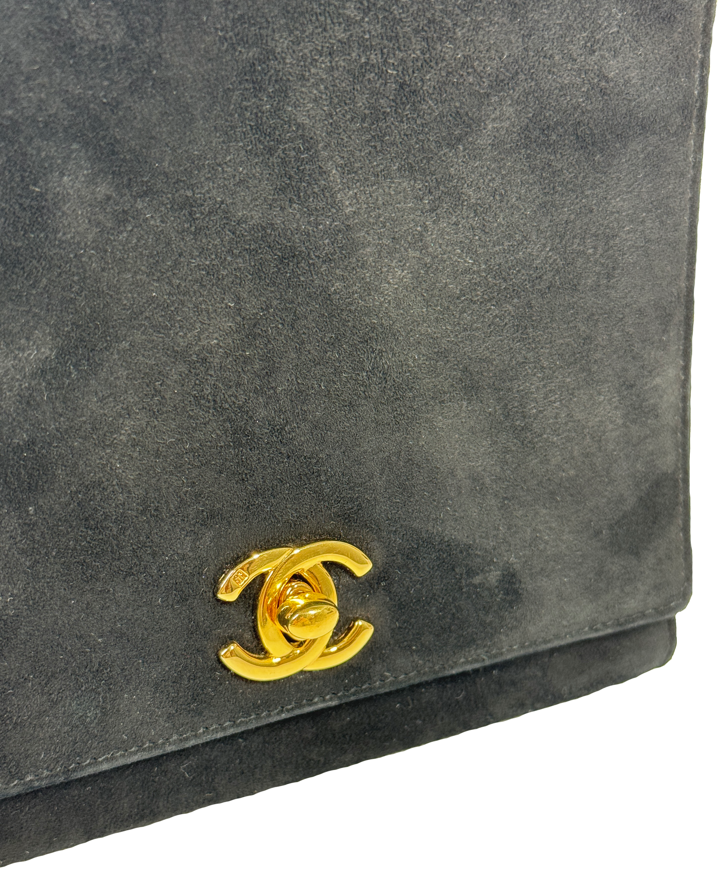 Chanel Vintage ‘98 Black Suede Square Mini Classic Flap Shoulder Bag w 24K Gold Plated Hardware