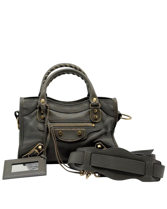 Balenciaga Slate Gray Agneau Leather Giant 12 Mini City Bag