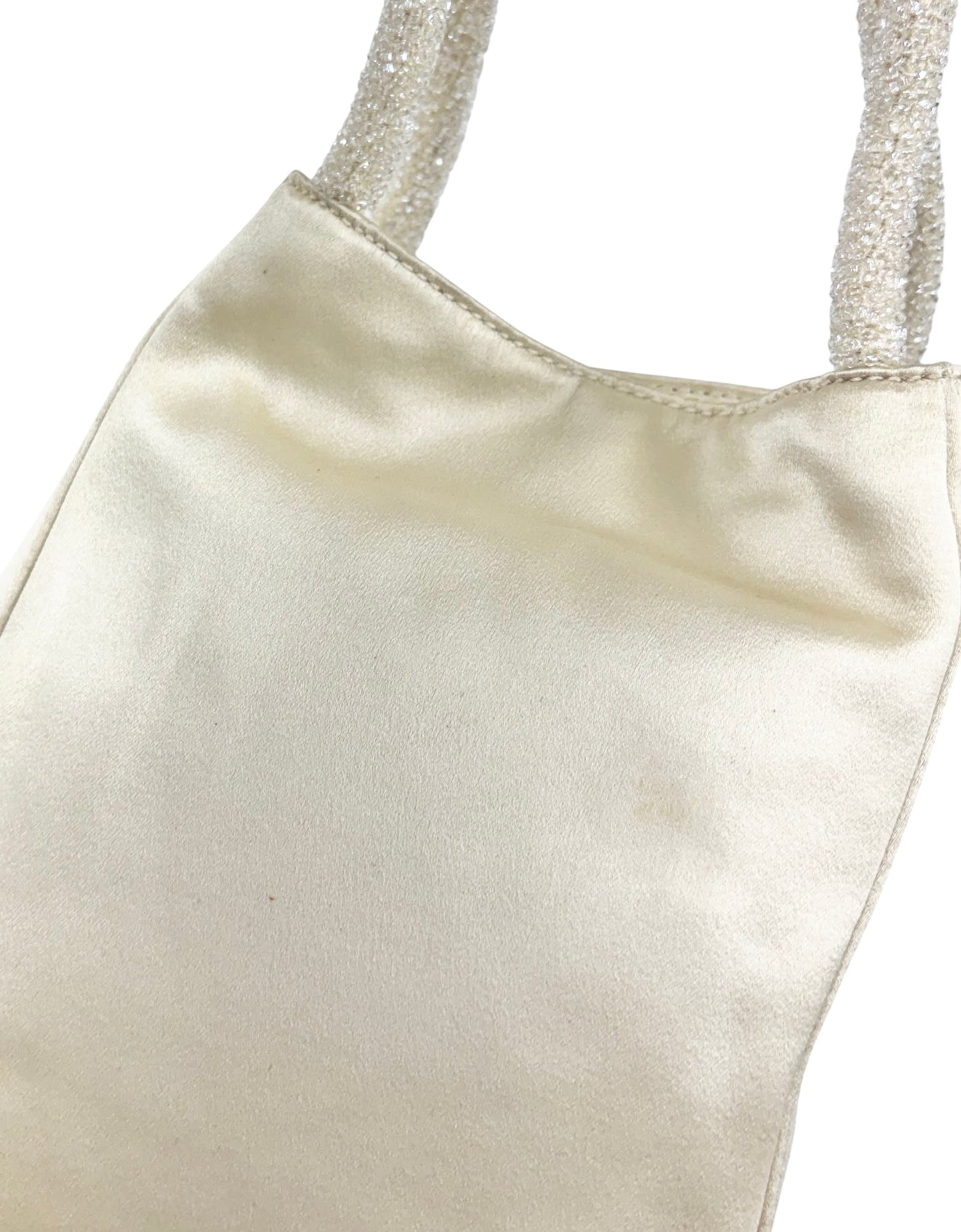 Gucci Vintage Ivory Satin GG Beaded Mini Evening Bag