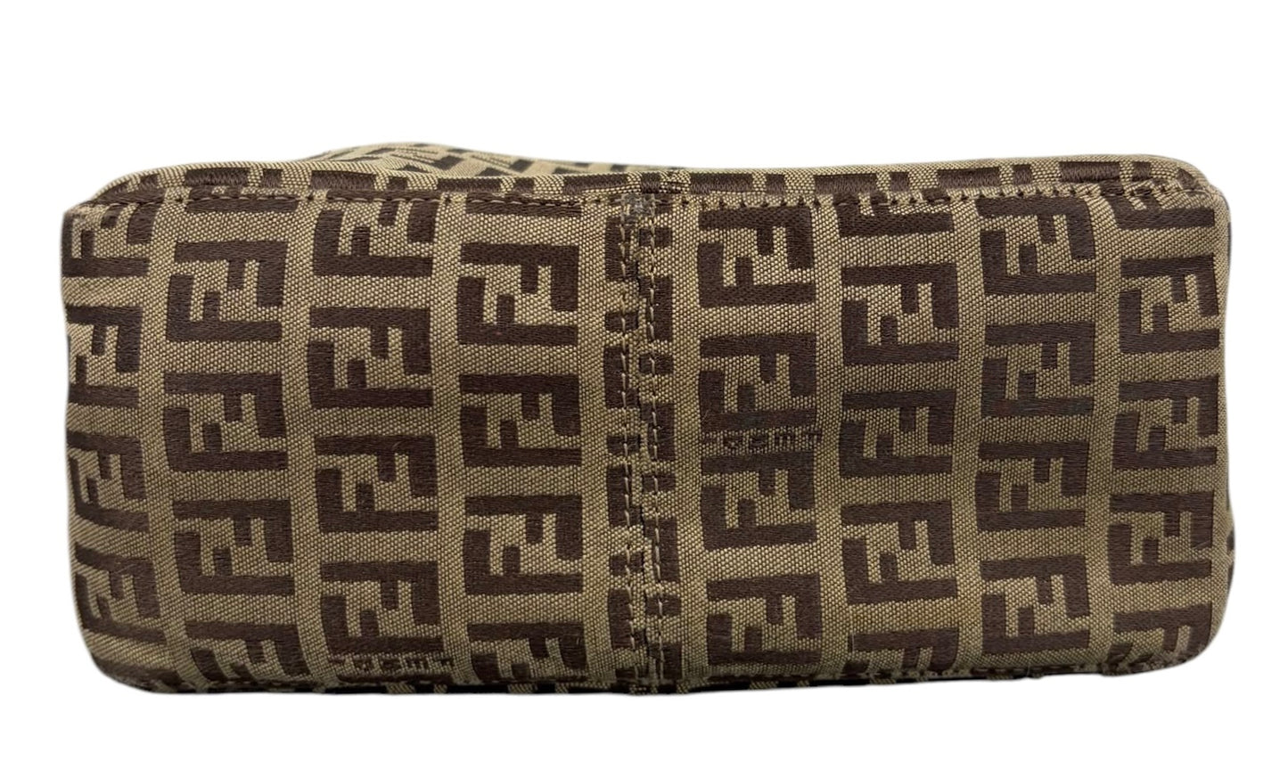 Fendi Vintage Light Brown Zucchino Zucca Monogram Mini Top Handle Pochette Bag