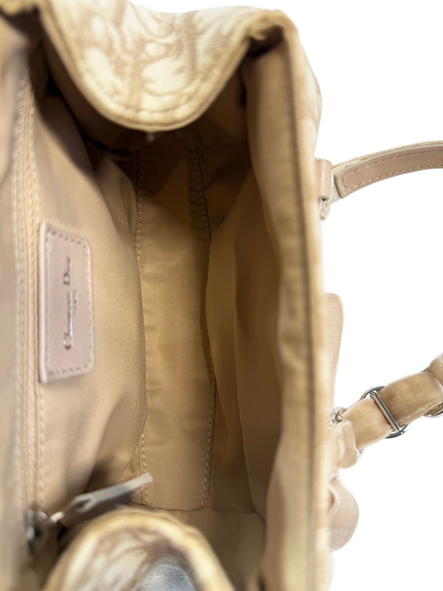 Dior Vintage 2005 Beige Diorissimo Monogram Canvas Mini Romantique Velvet Bow Top Handle bag