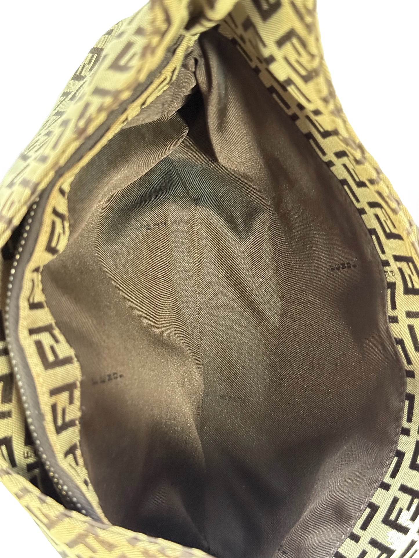 Fendi Vintage Light Brown Zucca Monogram Canvas Split Hobo Shoulder Bag