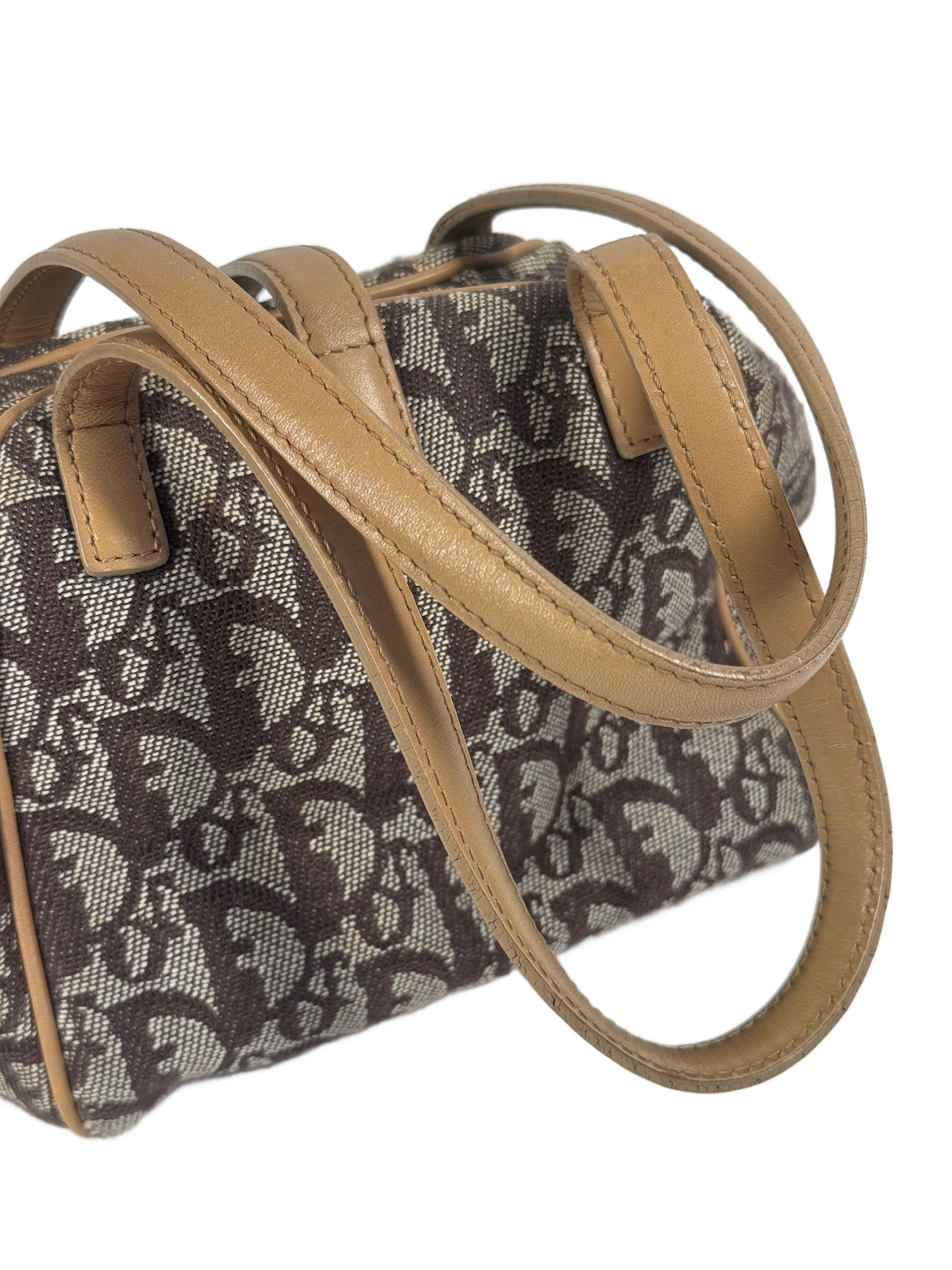 Dior Vintage 2002 Brown Trotter Monogram Canvas Origami Top Handle Bag