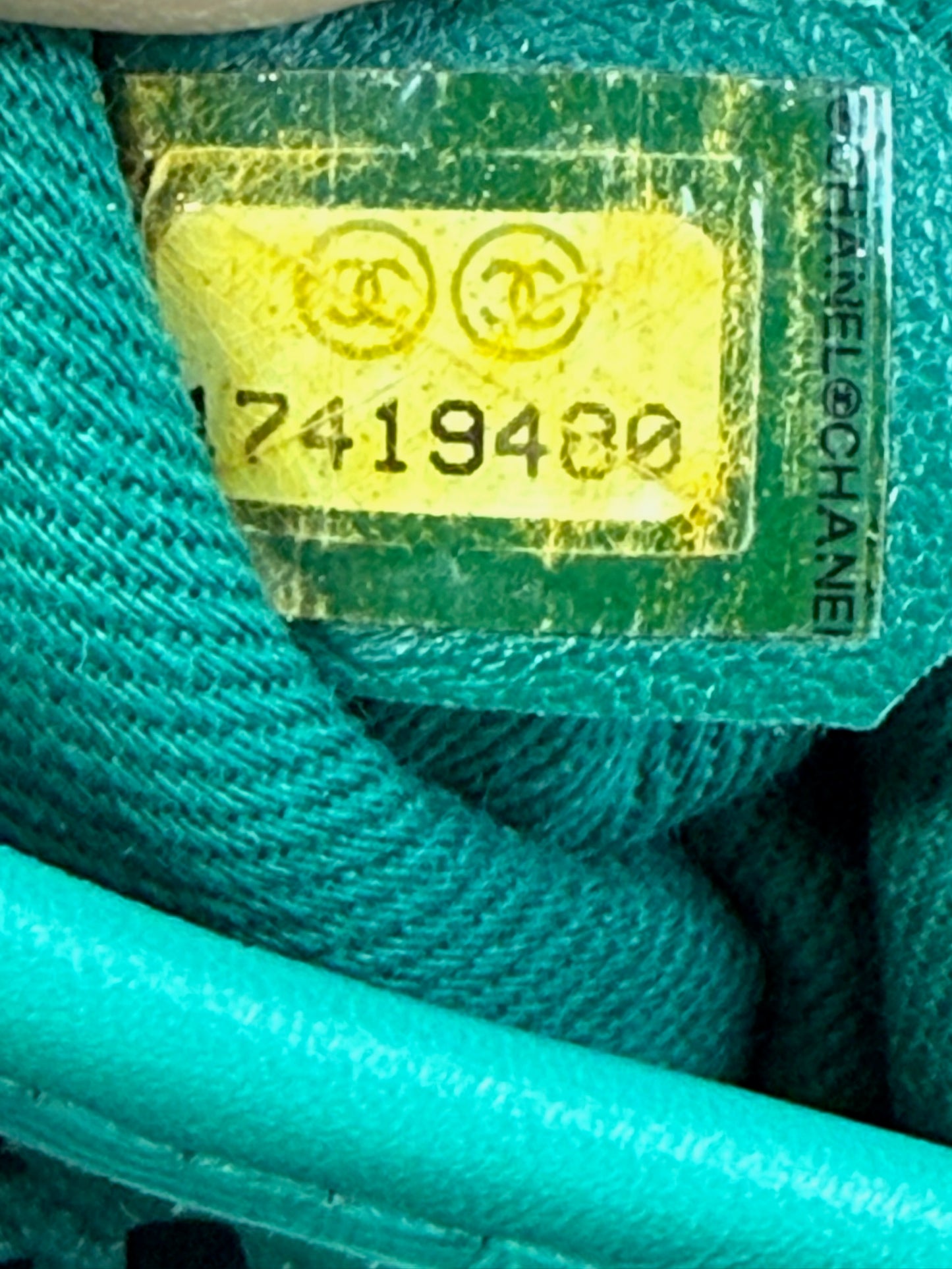 Chanel Turquoise Perforated Leather Square Flap Bag