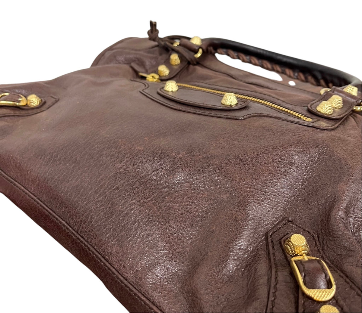 Balenciaga Vintage Dark Brown Leather Medium Motocross City Bag