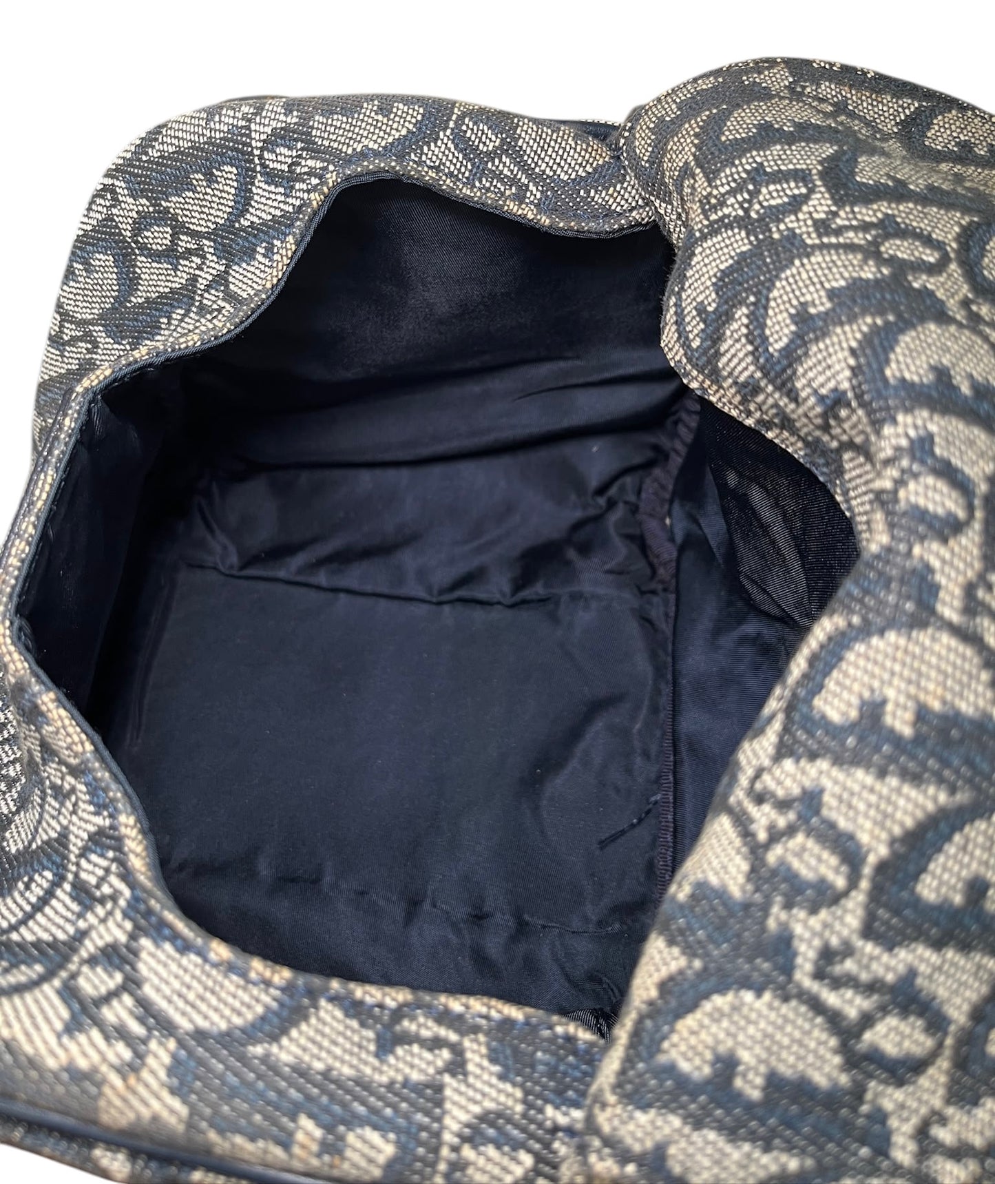 Dior Vintage Navy Blue Trotter Monogram Mini Origami Top Handle Bag