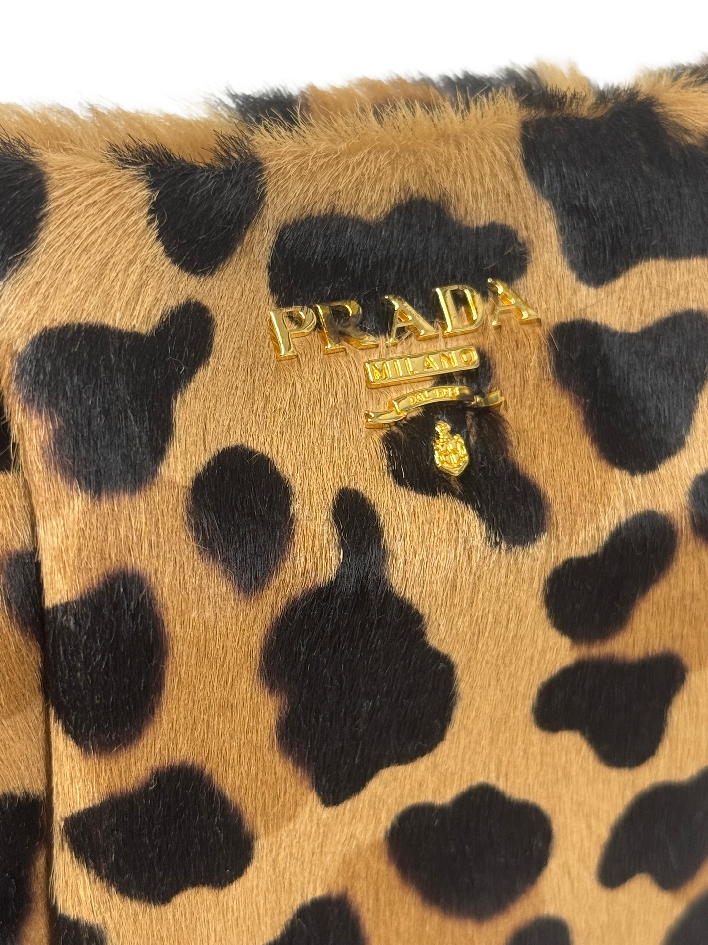 Prada 2012 Calf Pony Hair Leopard Print Wristlet