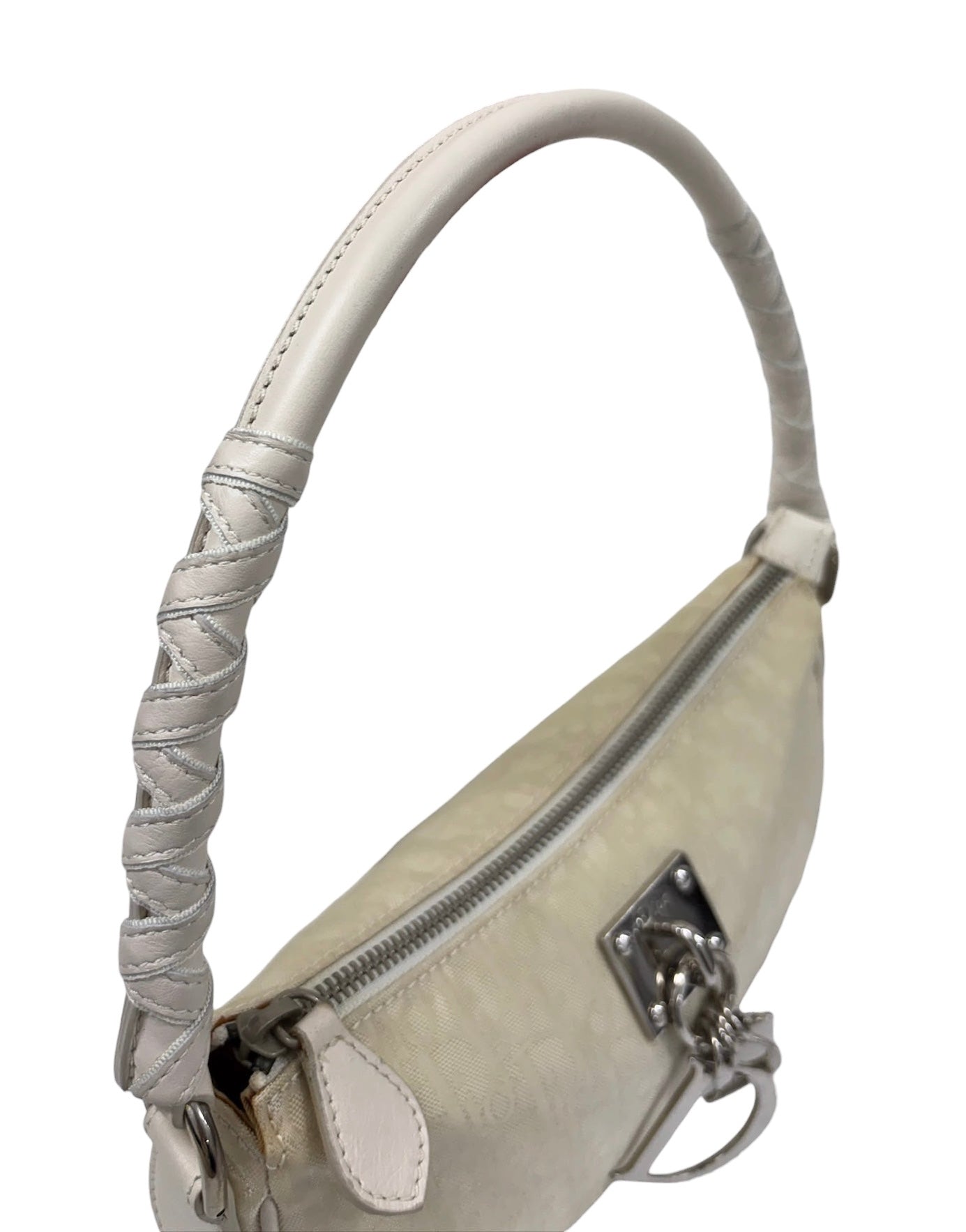 Dior Vintage 2007 Ivory Diorissimo Monogram Lovely Charm Shoulder Pochette Bag