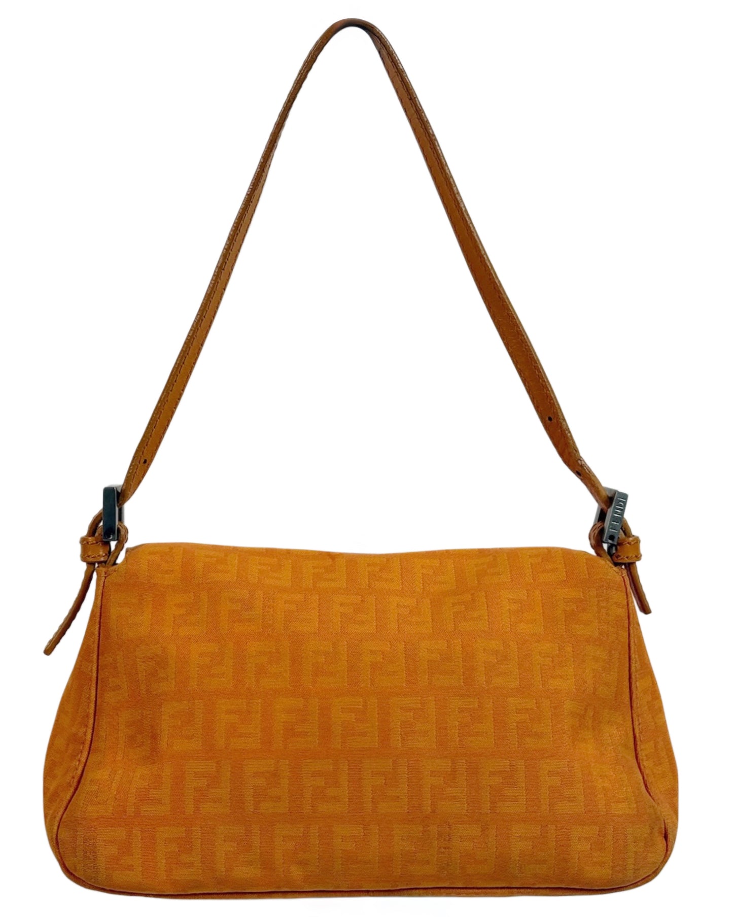 Fendi Vintage Orange Zucchino Zucca Monogram Mini Mamma Shoulder Baguette Bag