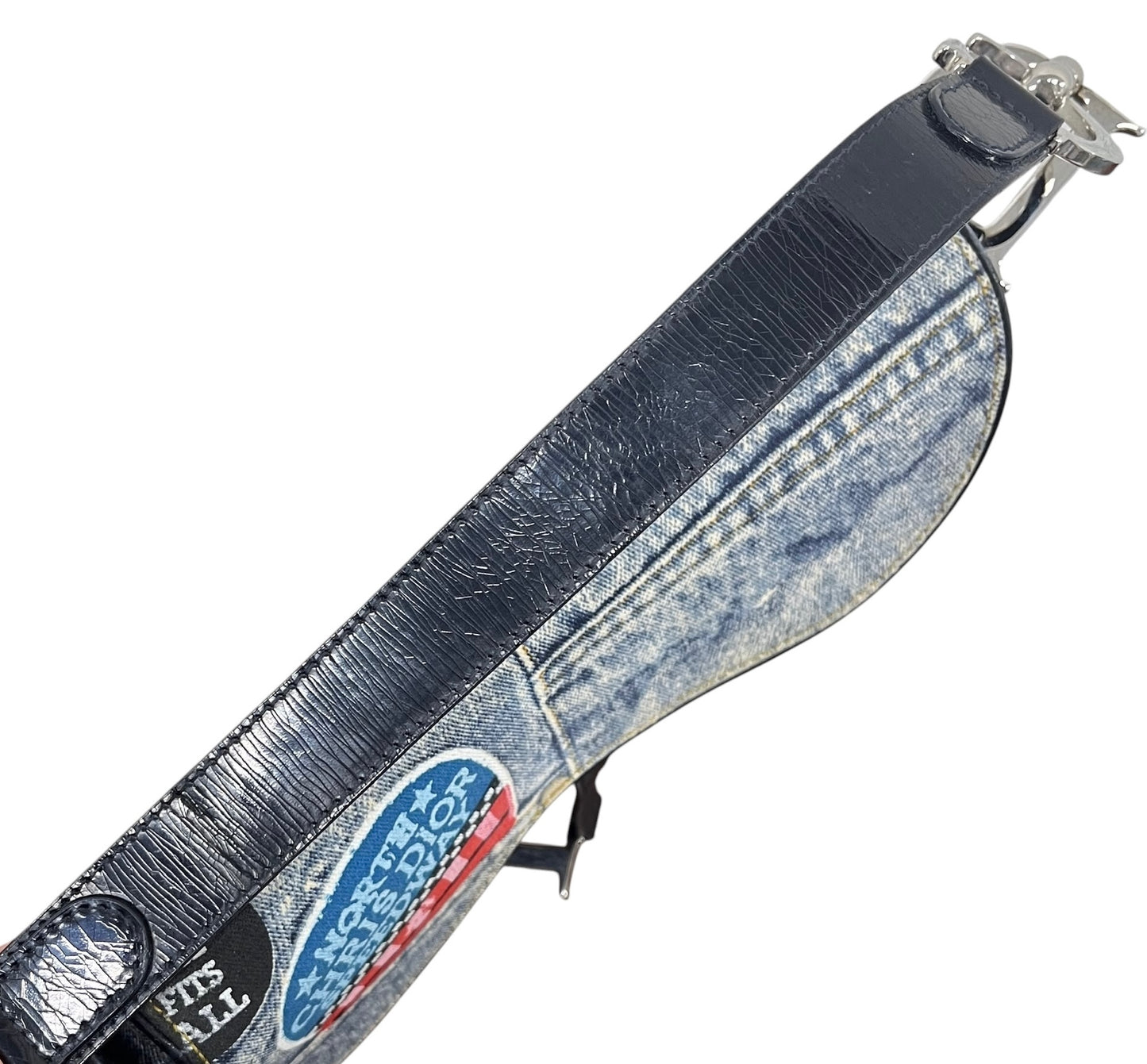 Dior Vintage 2001 Blue Denim Speedway Medium Saddle Bag