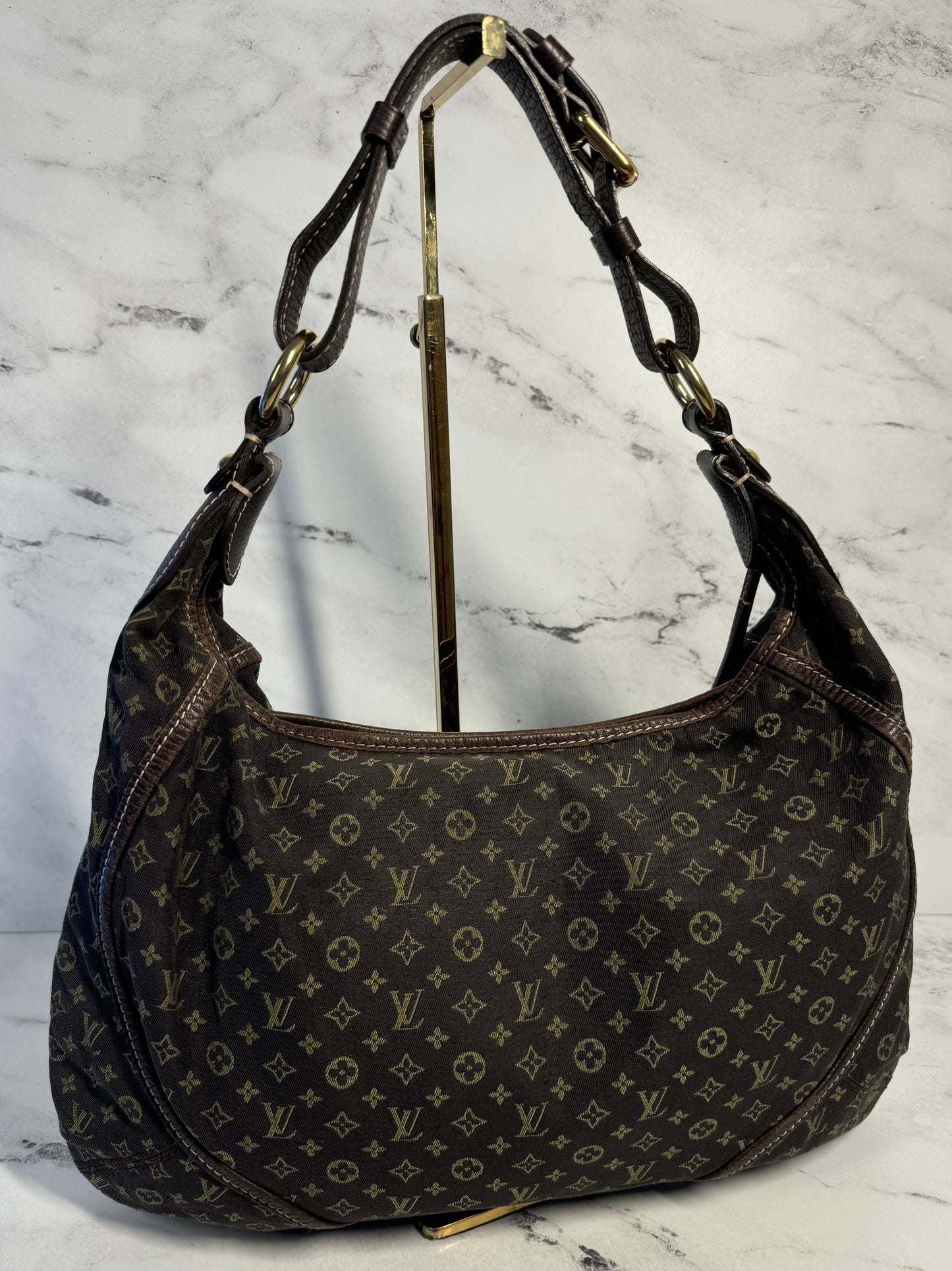 Louis Vuitton Brown Ebene Monogram Canvas Mini Lin Manon MM Shoulder Bag