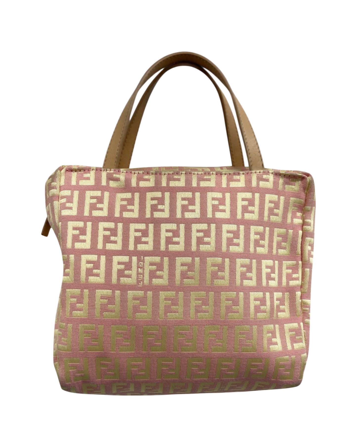 Fendi Vintage Pink and Yellow Zucchino Zucca Monogram Mini Top Handle Pochette Bag