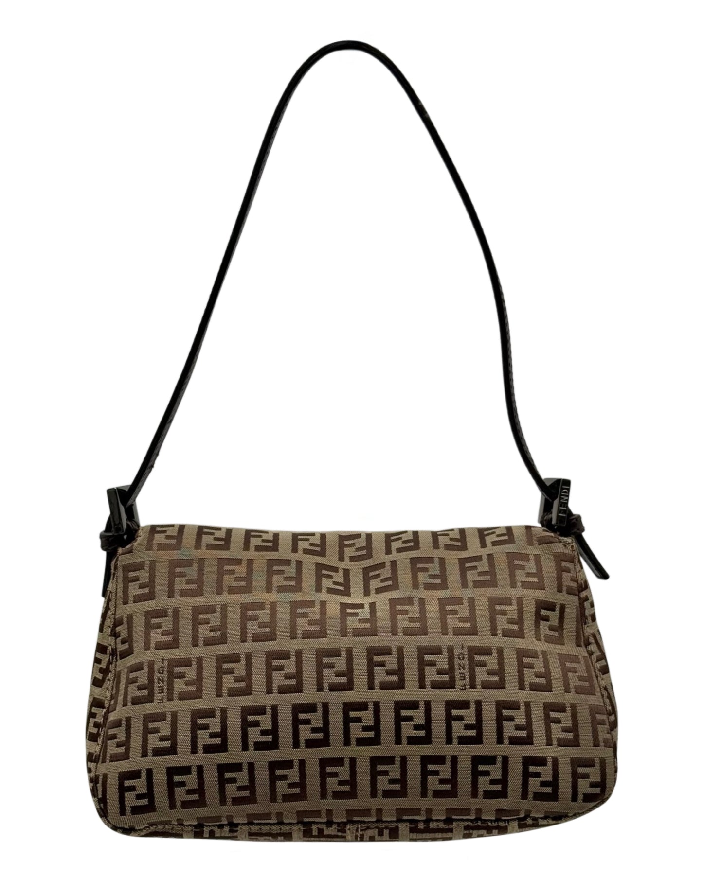 Fendi Vintage Light Brown Zucchino Zucca Monogram Mini Mamma Baguette Shoulder Bag