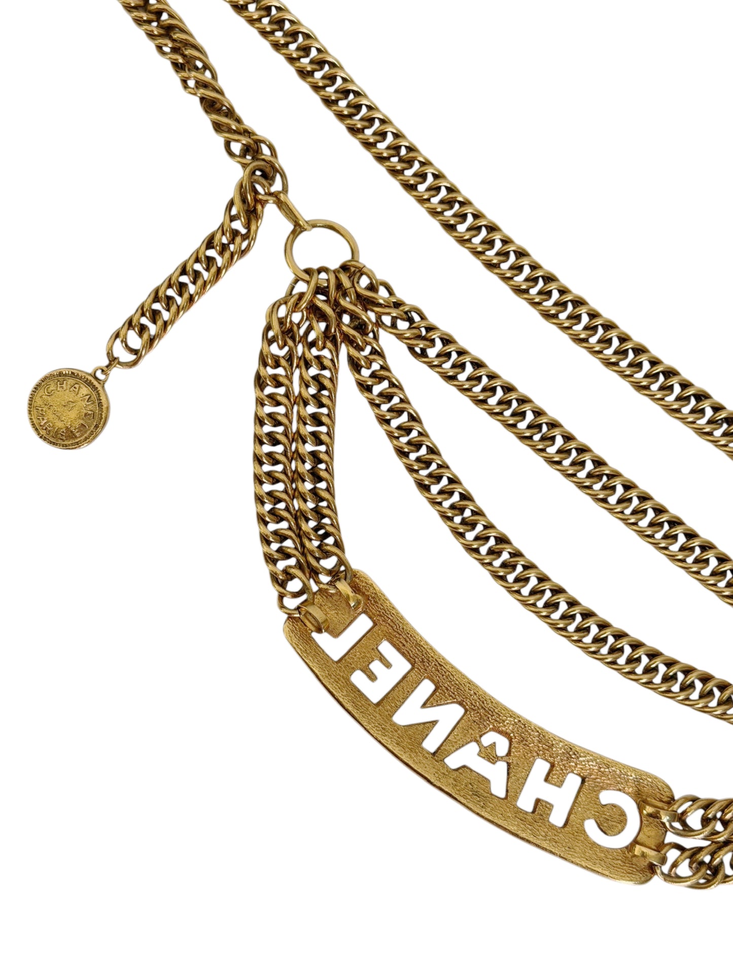 Chanel Vintage 90s 24K Gold Plated Quilted Logo Chain Belt