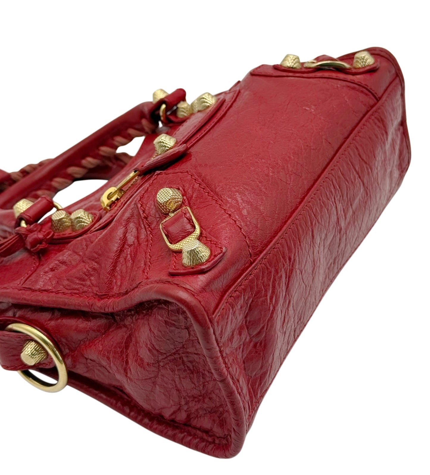 Balenciaga Vintage Red Agneau Leather Giant 12 Mini City Bag