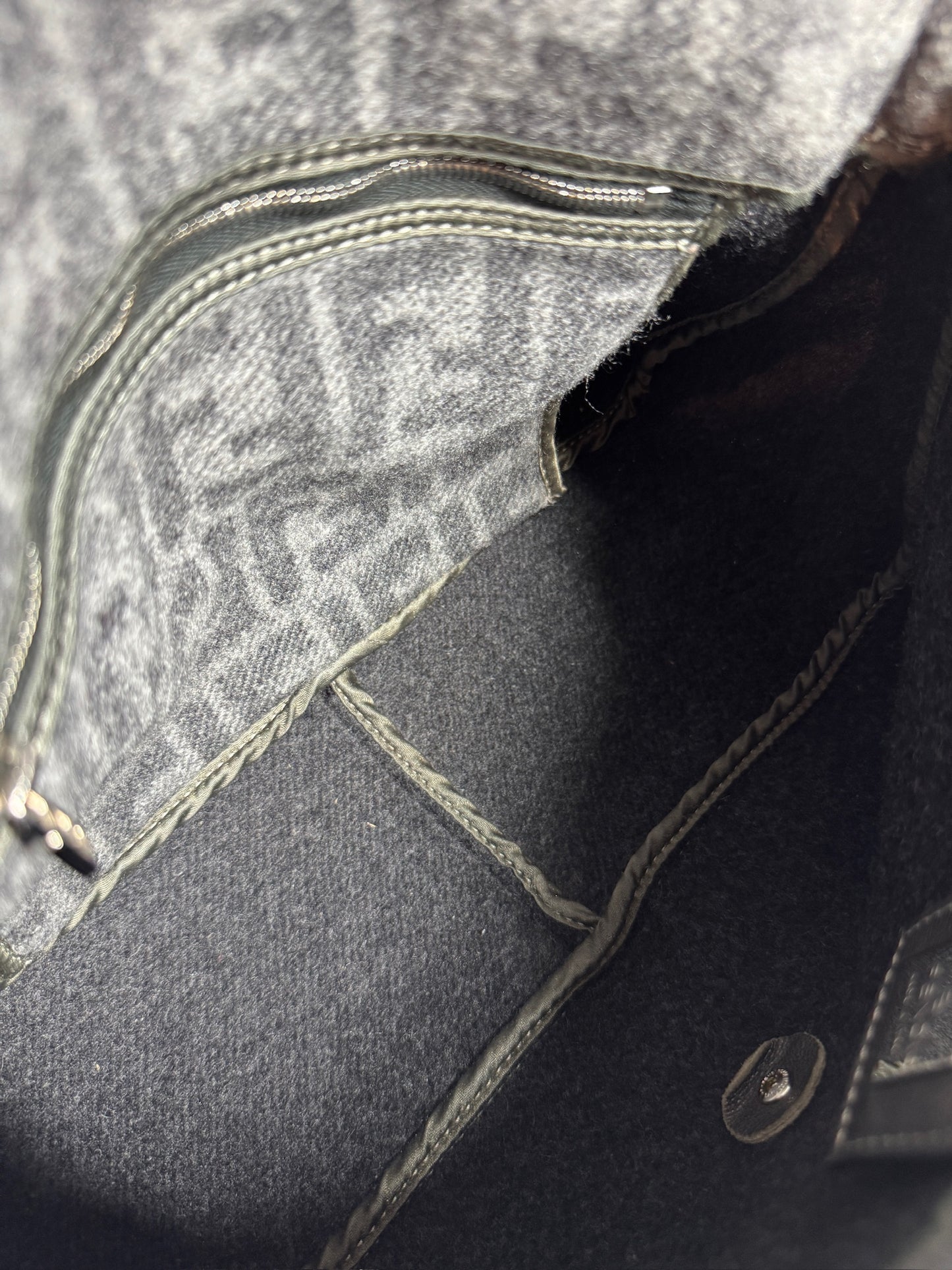 Fendi Vintage Gray Zucca Monogram Knit Wool Mamma Baguette Shoulder Bag