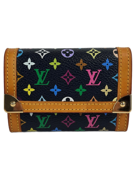 Louis Vuitton Vintage 2005 Noir / Black Multicolor Card Holder Coin Wallet