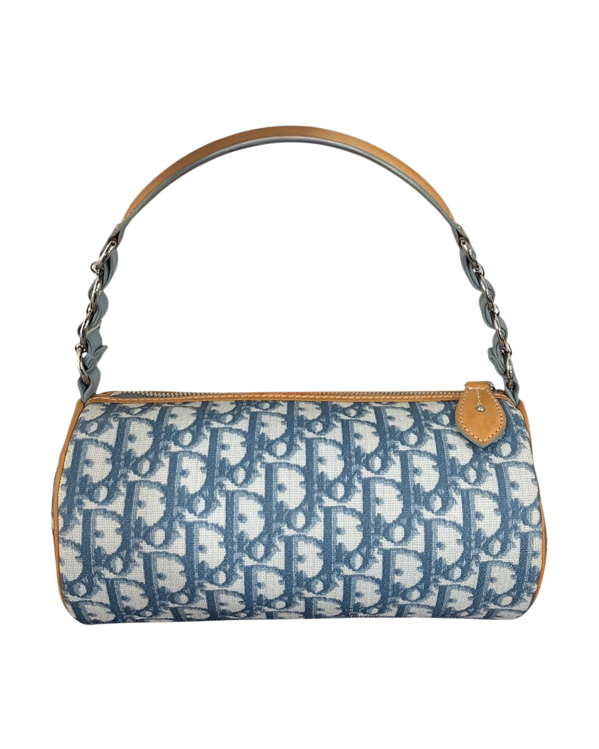Dior Vintage 2007 Blue Diorissimo Monogram Romantique Heart Mini Barrel Pochette Bag
