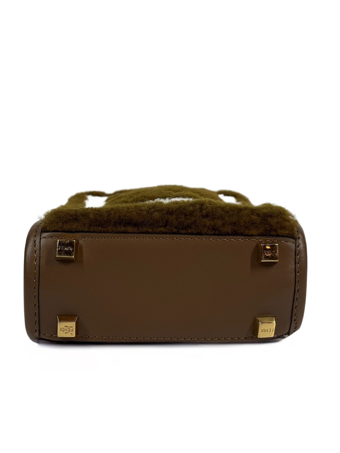 Fendi Brown Sherpa Mini Sunshine Shopper Tote 2-Way Bag