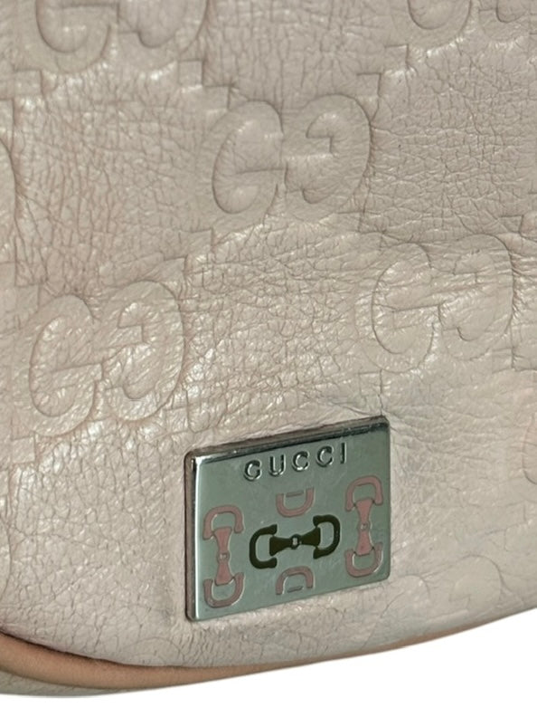 Gucci Vintage Light Pink GG Monogram Embossed Leather Small Shoulder Bag