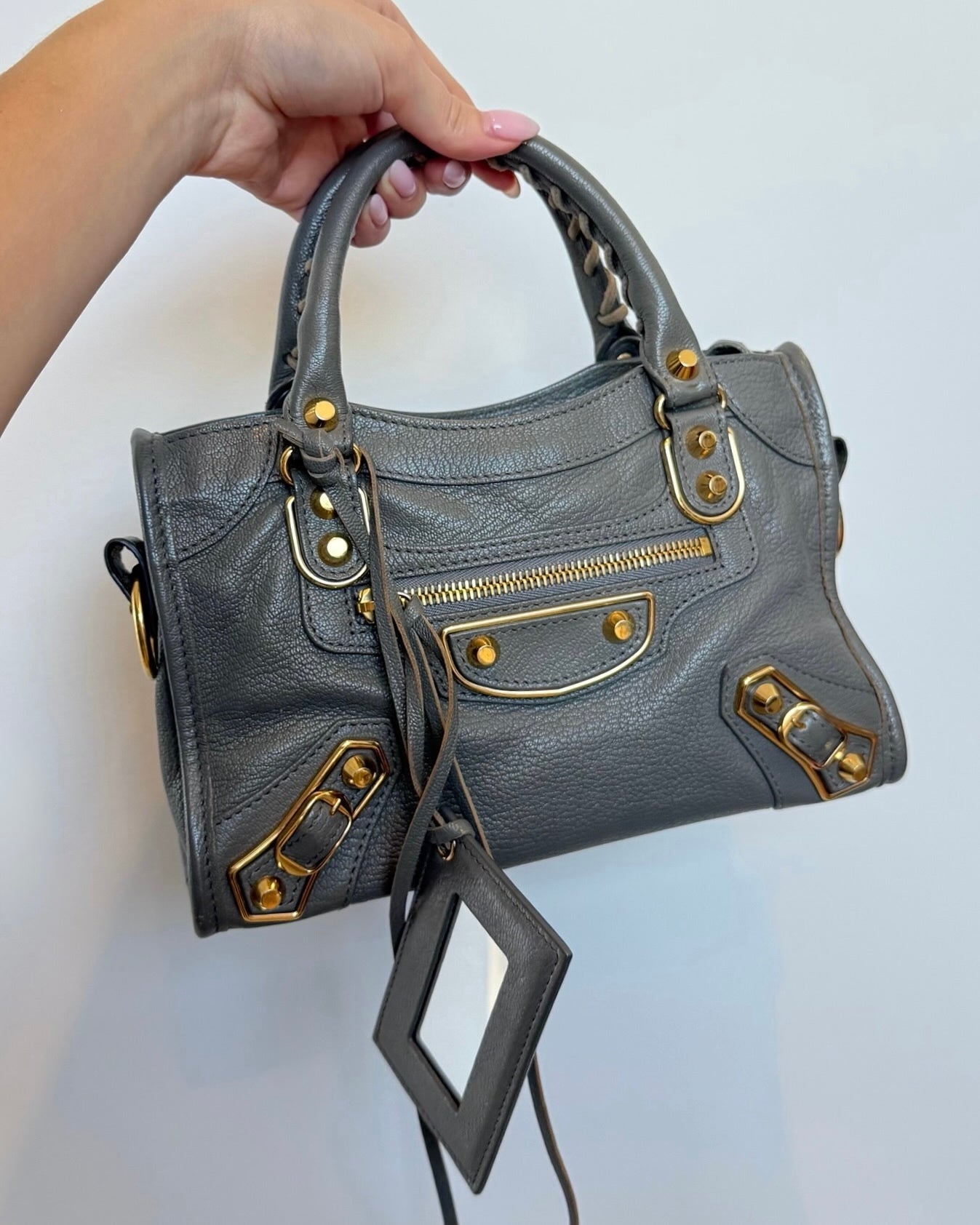 Balenciaga Slate Gray Agneau Leather Giant 12 Mini City Bag