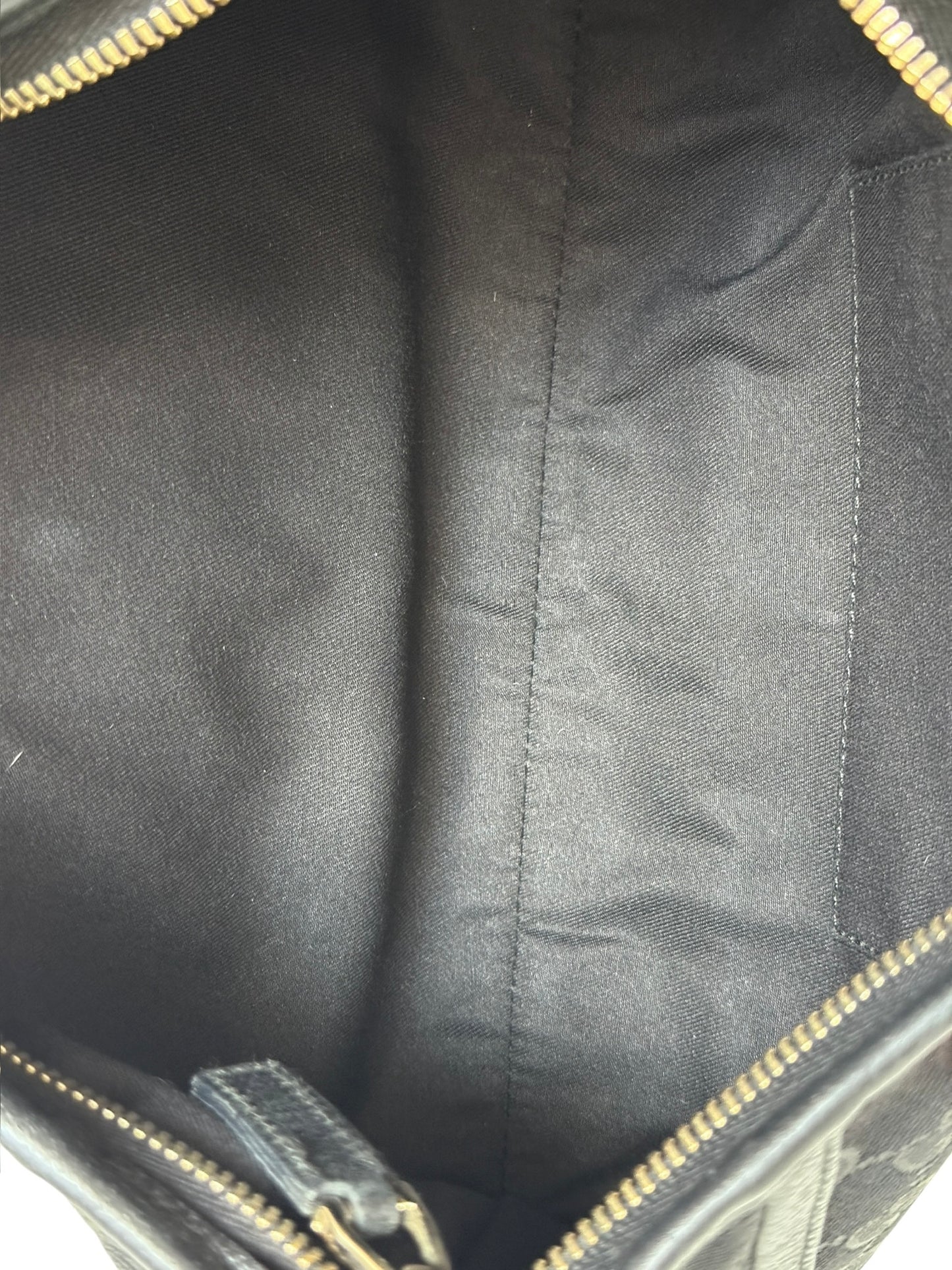 Gucci Vintage Black GG Monogram Canvas Round D Ring Abbey Pochette Shoulder Bag