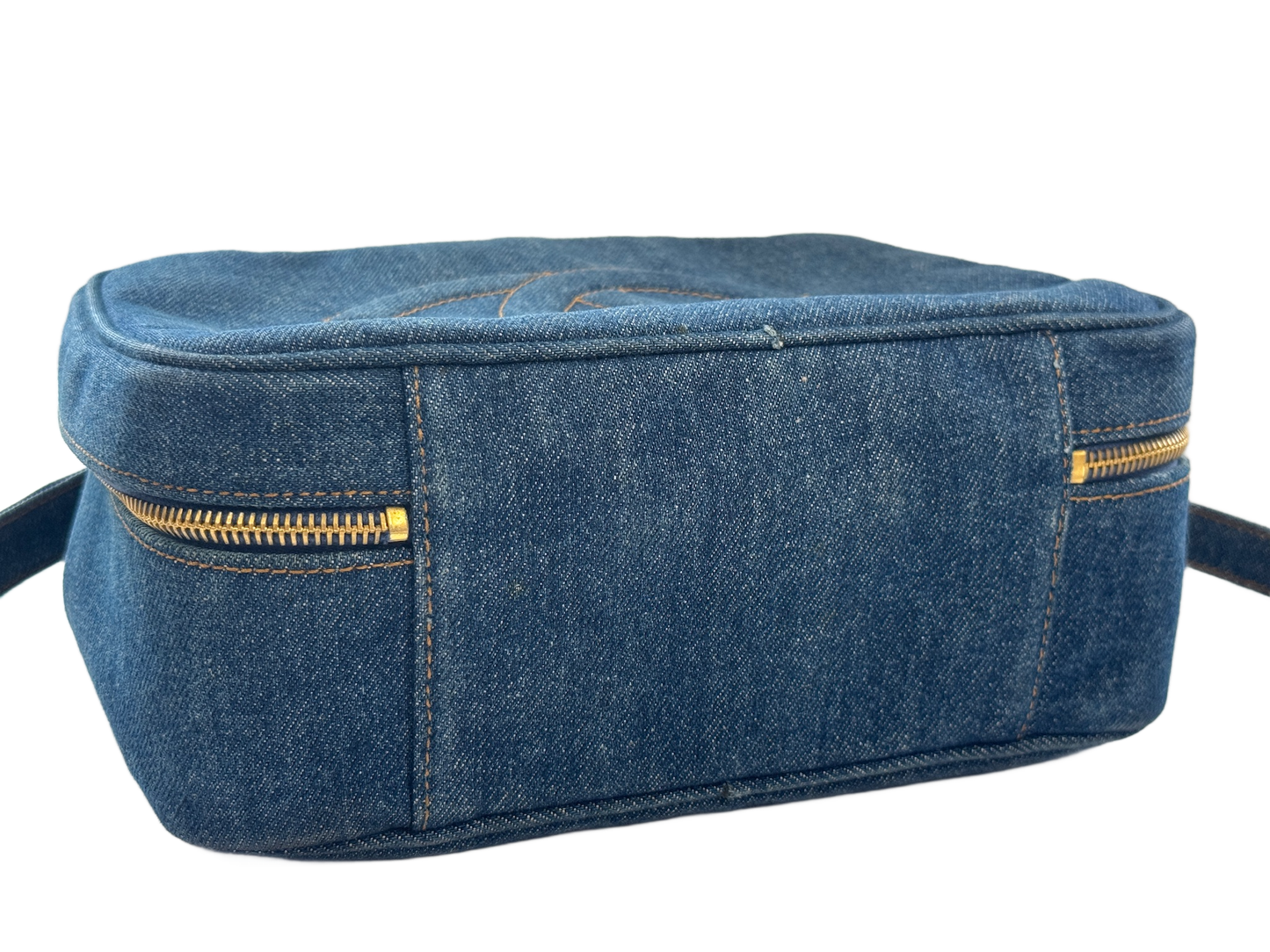 Chanel Vintage 90s Denim CC Top Handle Vanity Case w Shoulder Crossbody Strap