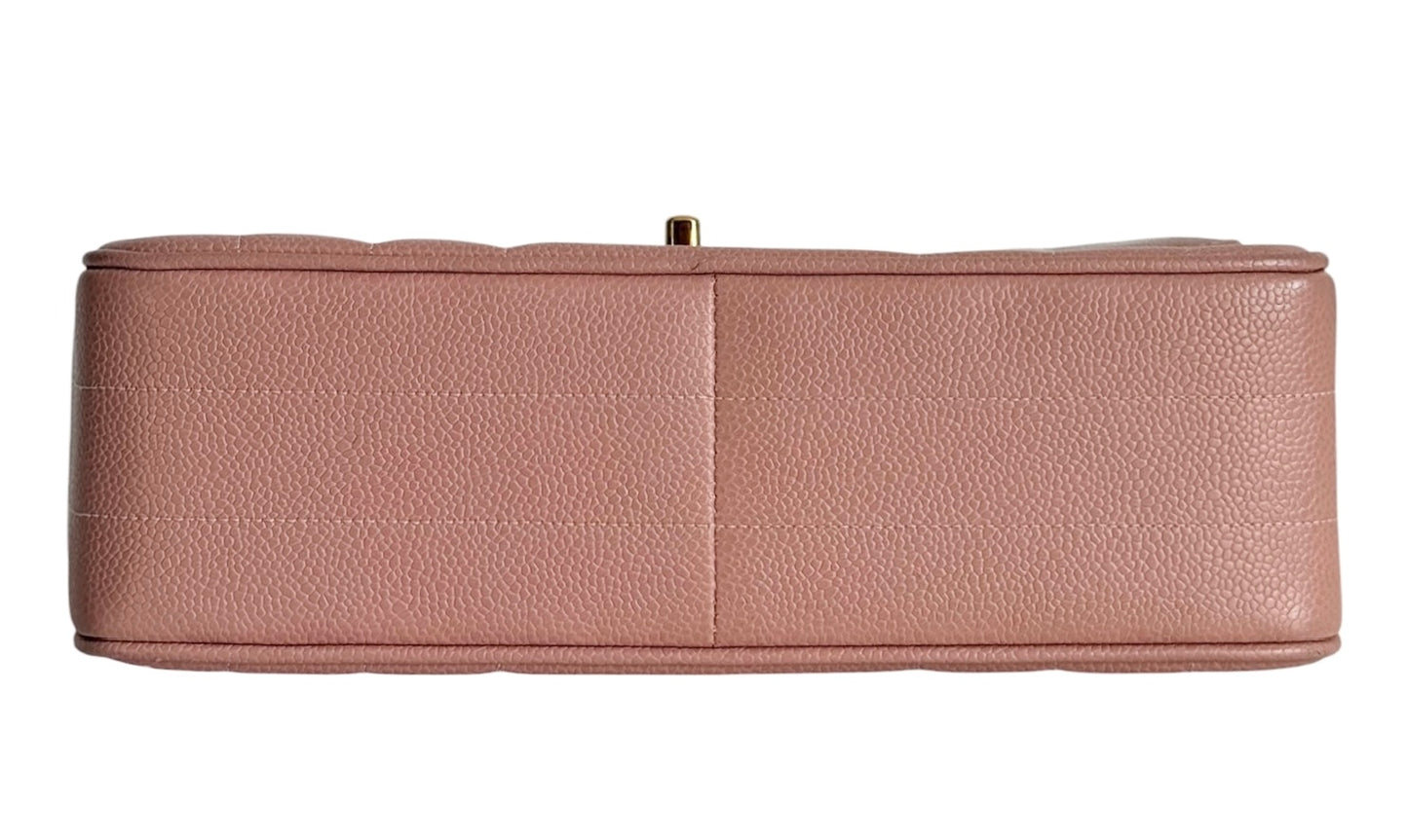 Chanel Vintage 1994 Sakura Pink Caviar Leather Vertical Quilted Medium Kelly Top Handle Flap Bag with 24K GPHW