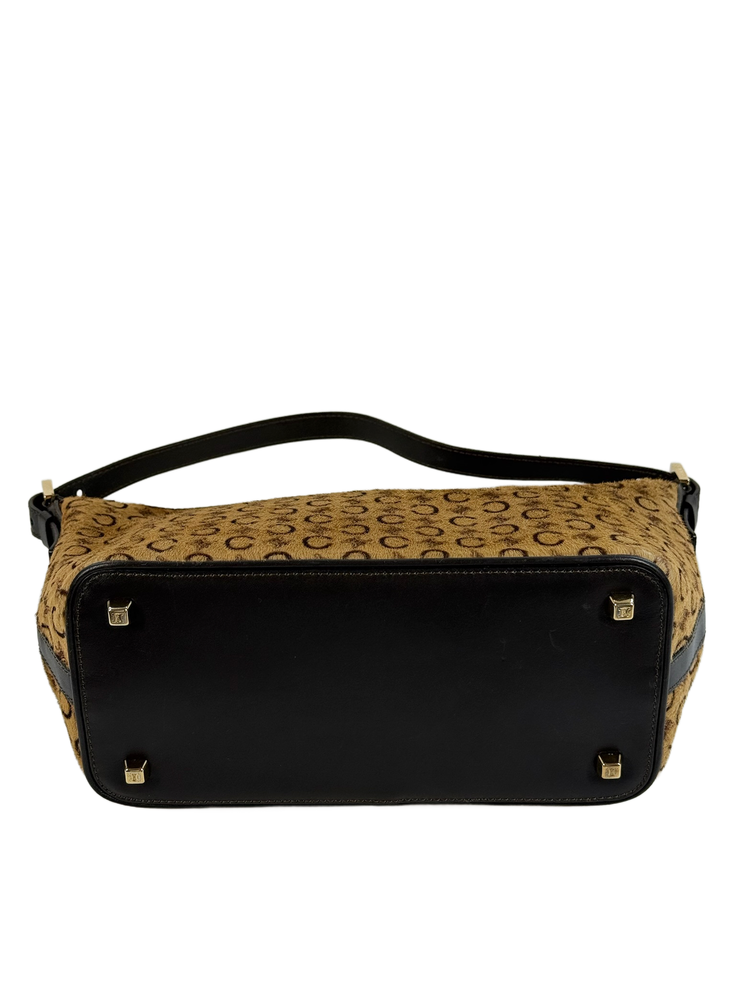 Celine Vintage Beige Macadam Monogram Pony Hair Medium Pochette