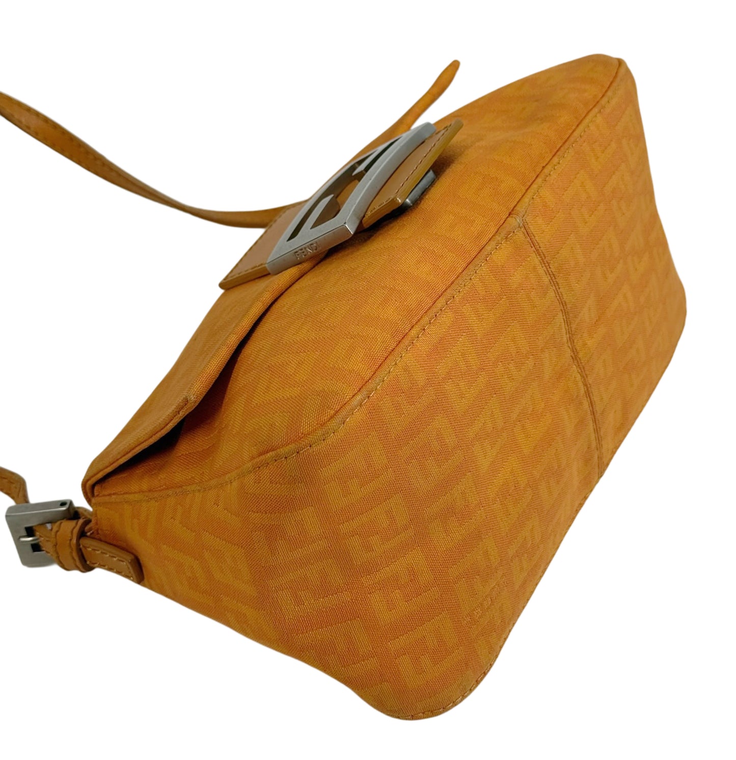 Fendi Vintage Orange Zucchino Zucca Monogram Mini Mamma Shoulder Baguette Bag