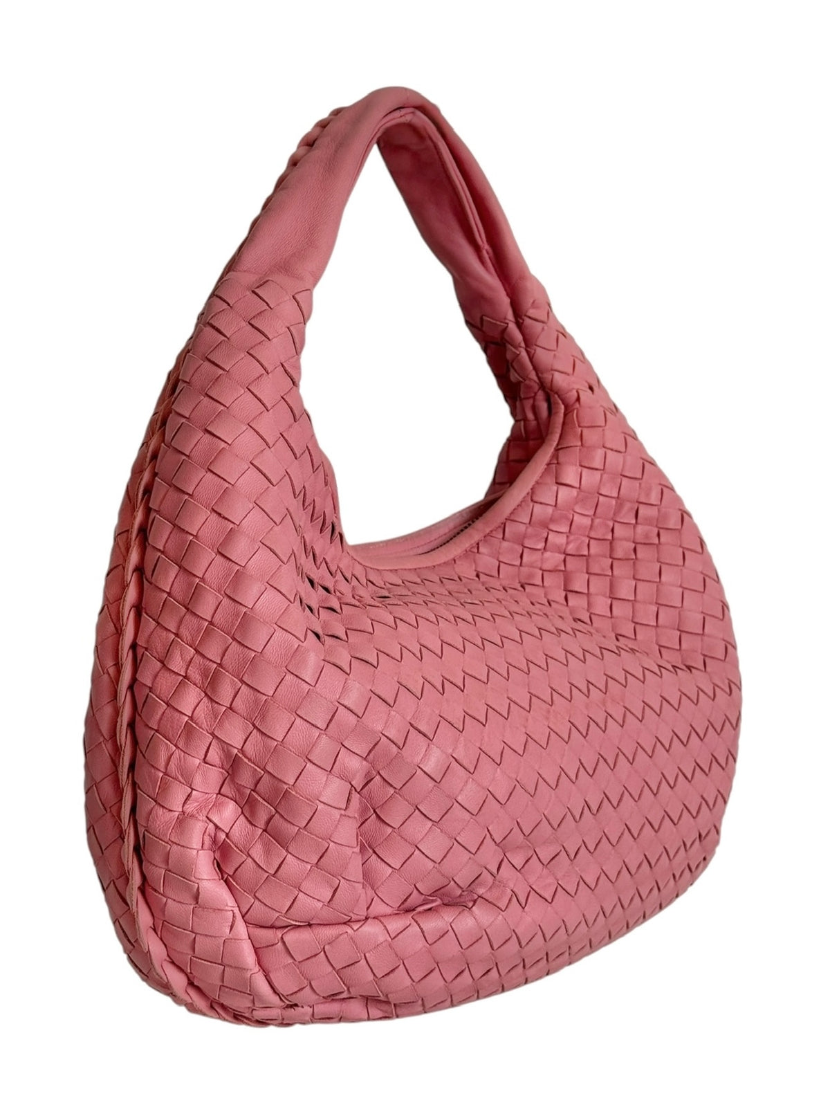 Bottega Veneta Vintage Pink Intrecciato Leather Hobo Shoulder Bag