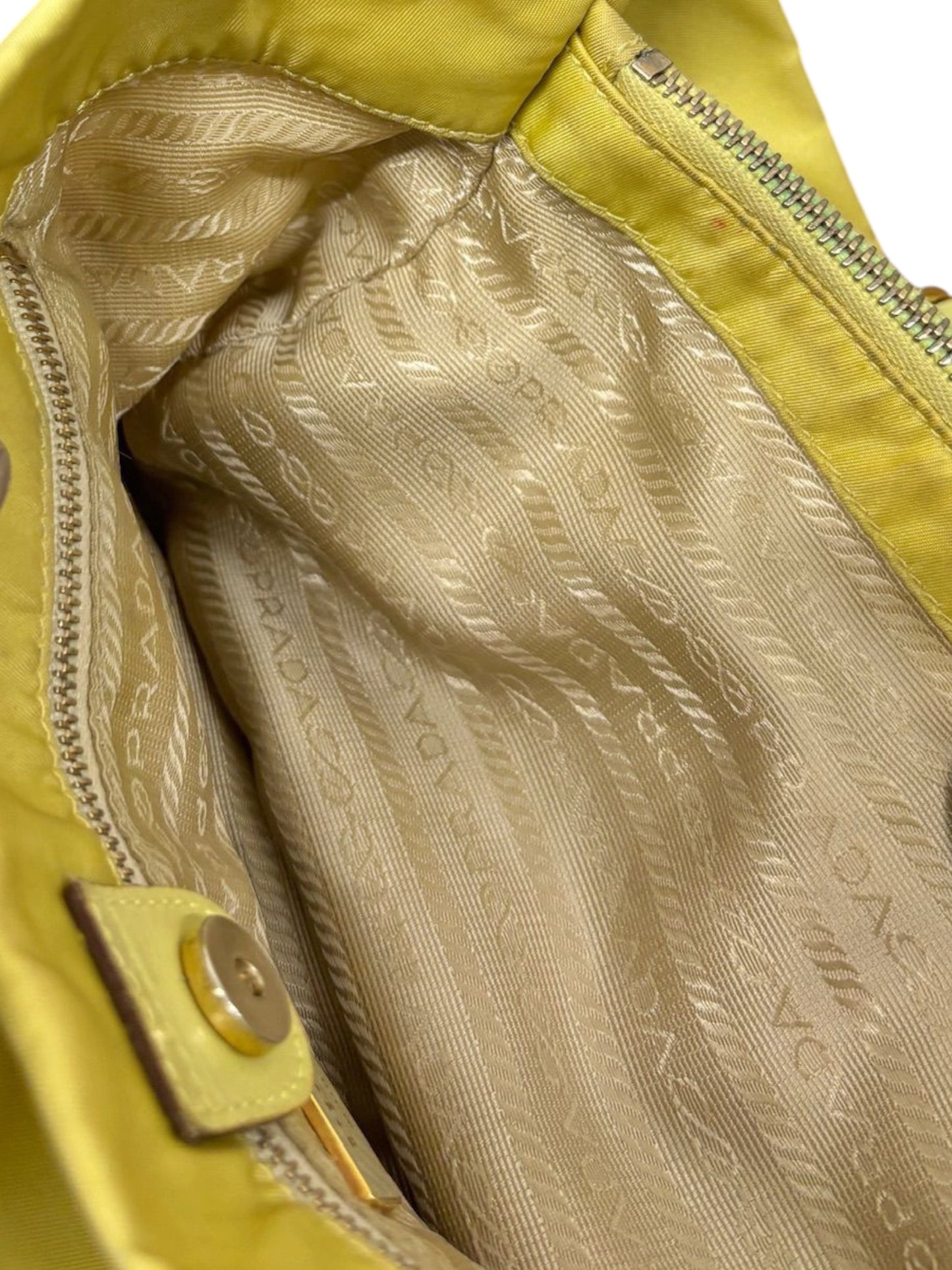 Prada Vintage Neon Yellow Tessuto Nylon East West Shoulder Bag
