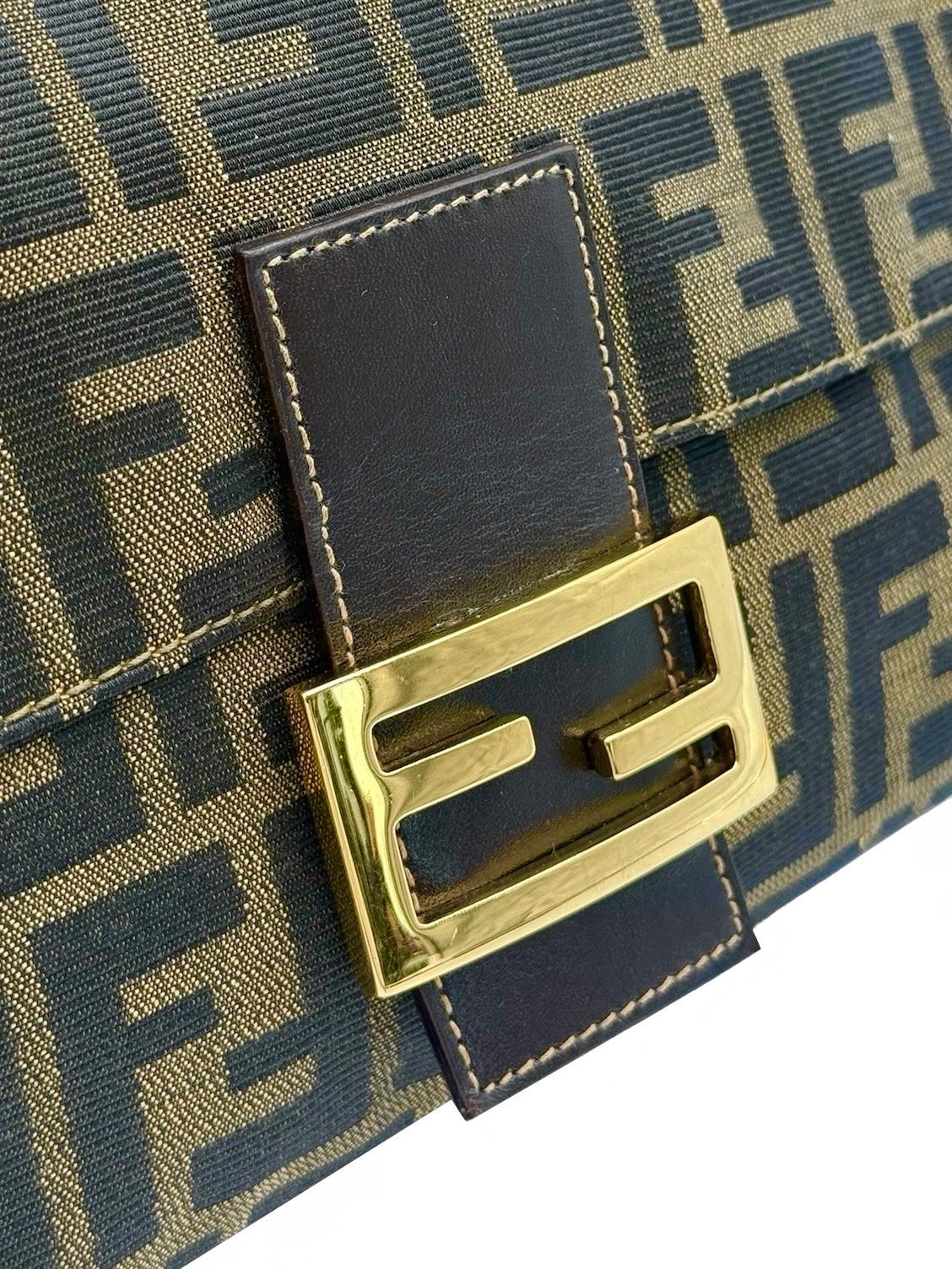 Fendi Vintage Brown Zucca Monogram Classic Mamma Baguette Shoulder Bag