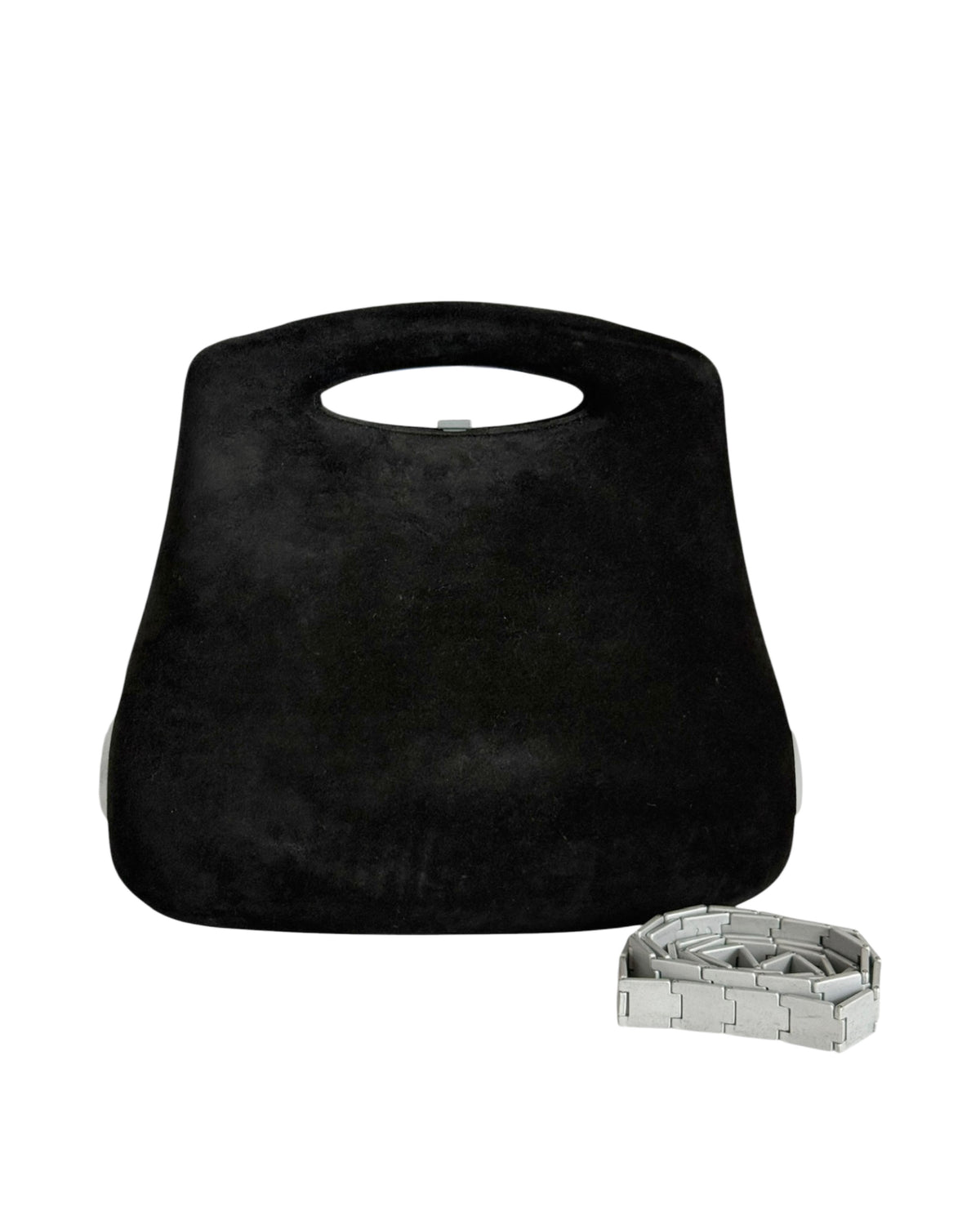 Chanel Vintage 90s Black Suede Millenium 2005 Hip Bum Frame Bag