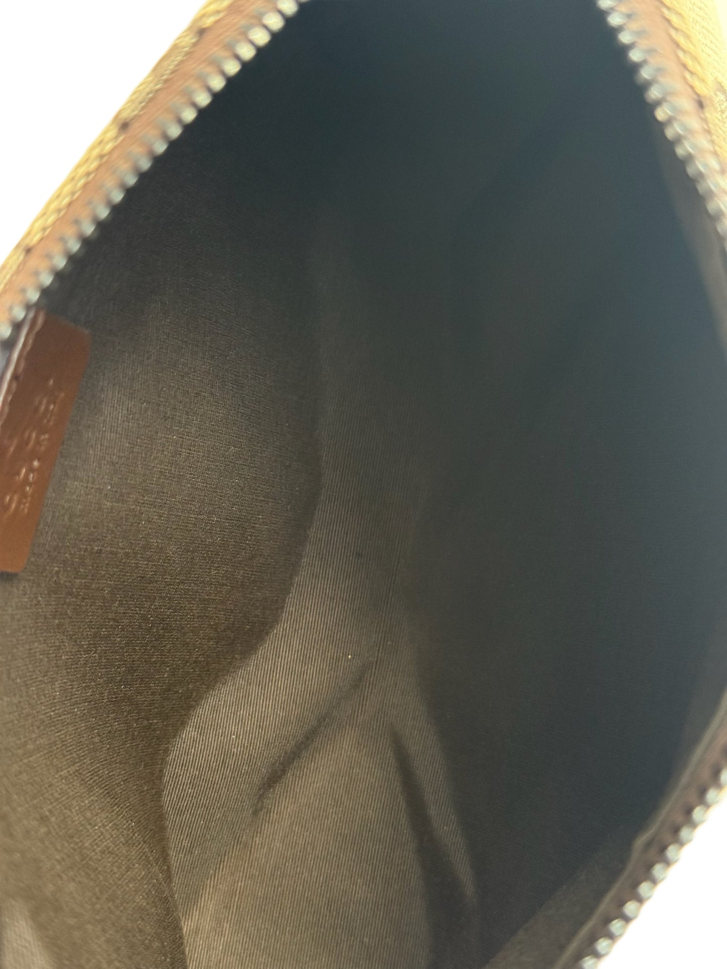Gucci Vintage Brown GG Monogram Dark Brown Leather Trim Small Pochette Bag