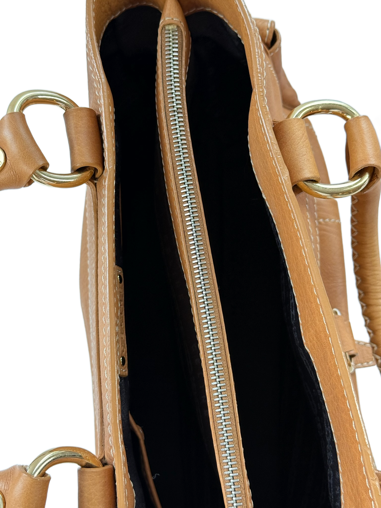 Celine Vintage Caramel Beige Leather Top Handle Bag