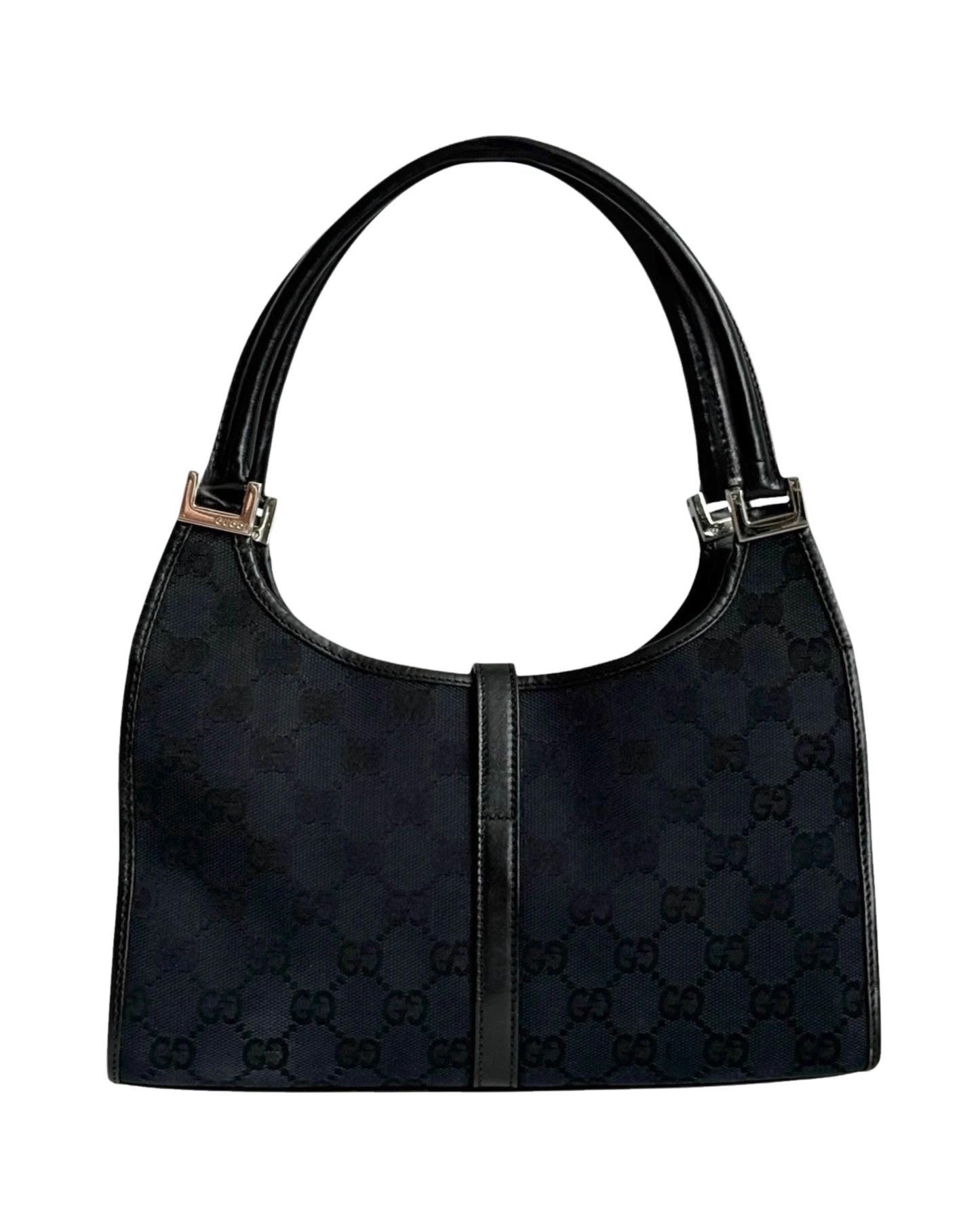 Gucci Vintage Black GG Monogram Small Jackie Shoulder Bag