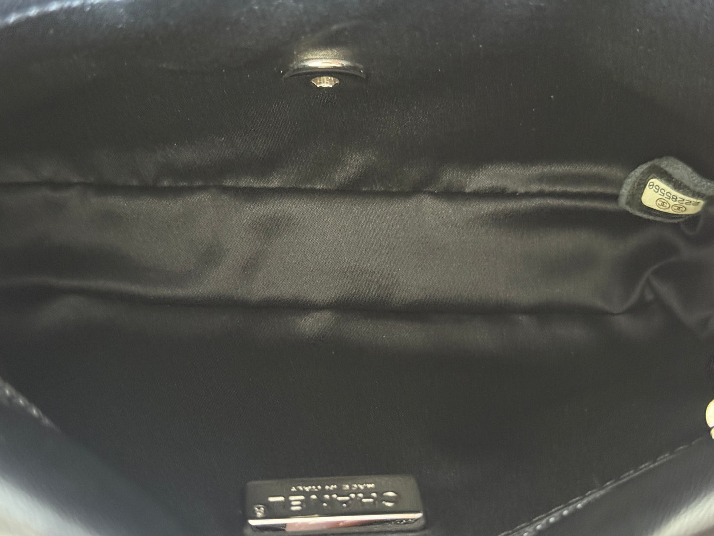 Chanel 2016 Black & Navy Blue Chevron Sequin Mini Rectangular Shoulder Flap Bag