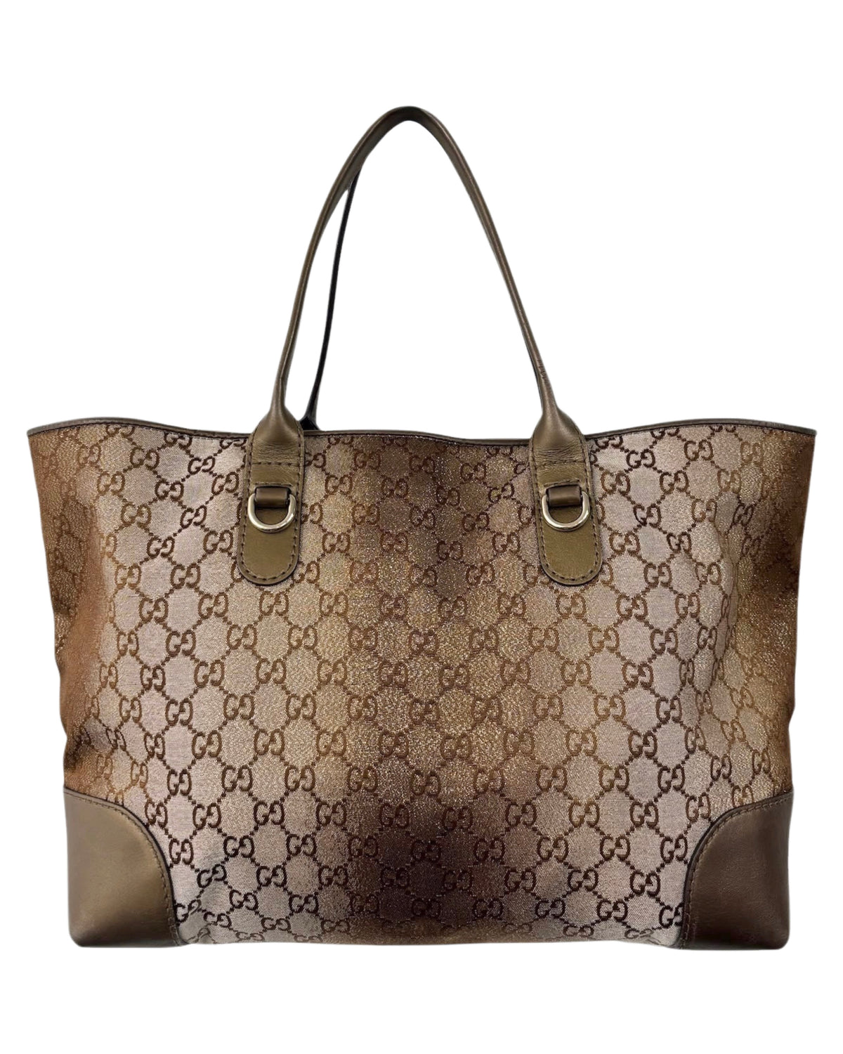 Gucci Vintage Metallic Gold GG Monogram Large Heart Bit Shoulder Tote Bag 