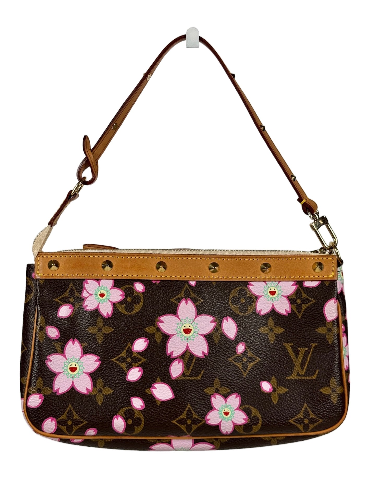 Louis Vuitton Vintage 2003 Takashi Murakami Brown Cherry Blossom Monogram Pochette Accessoires