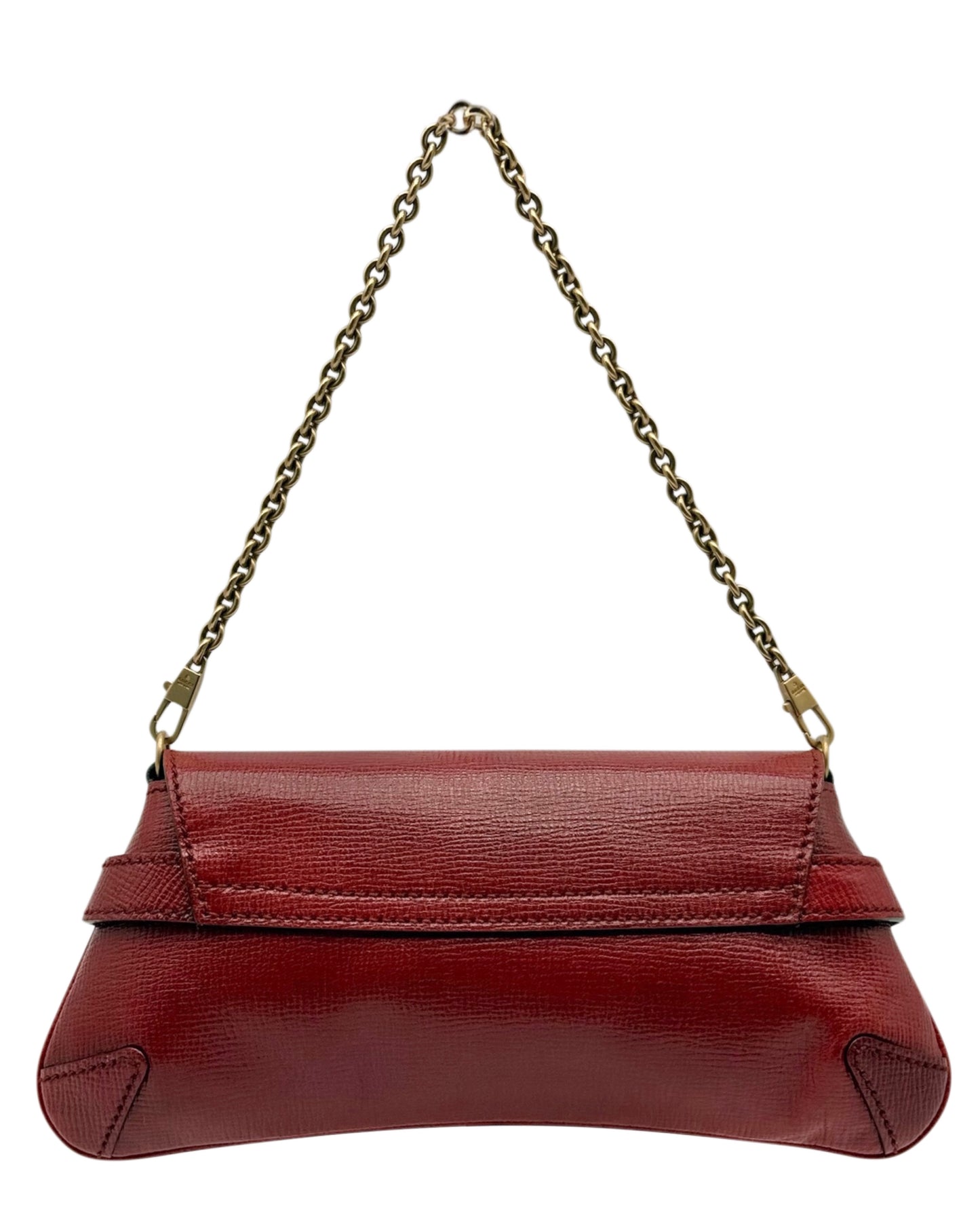 Gucci Vintage Red Leather Small Horsebit Shoulder Clutch Bag