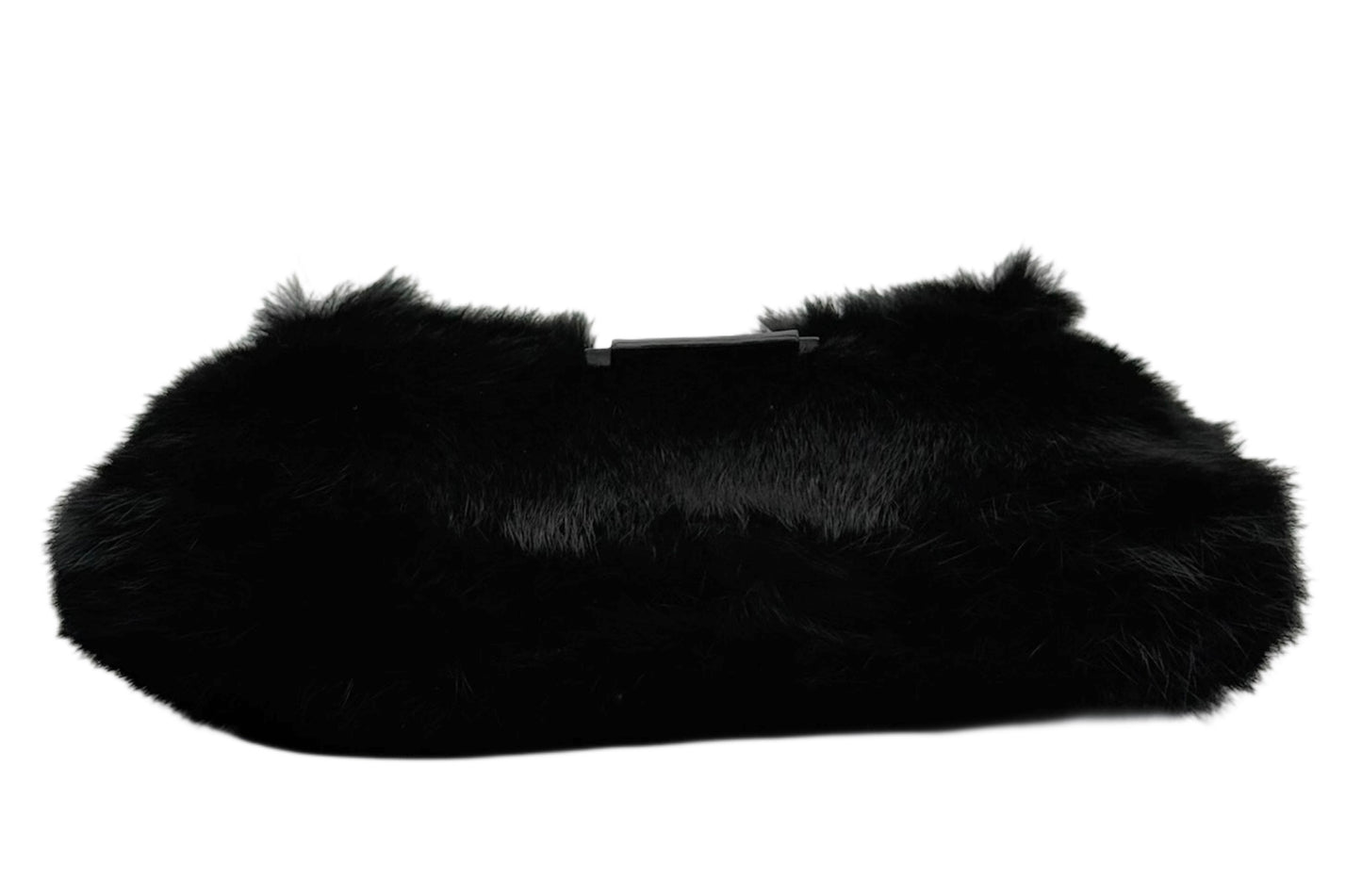 Fendi Vintage Black Mink Fur Shoulder Baguette Bag