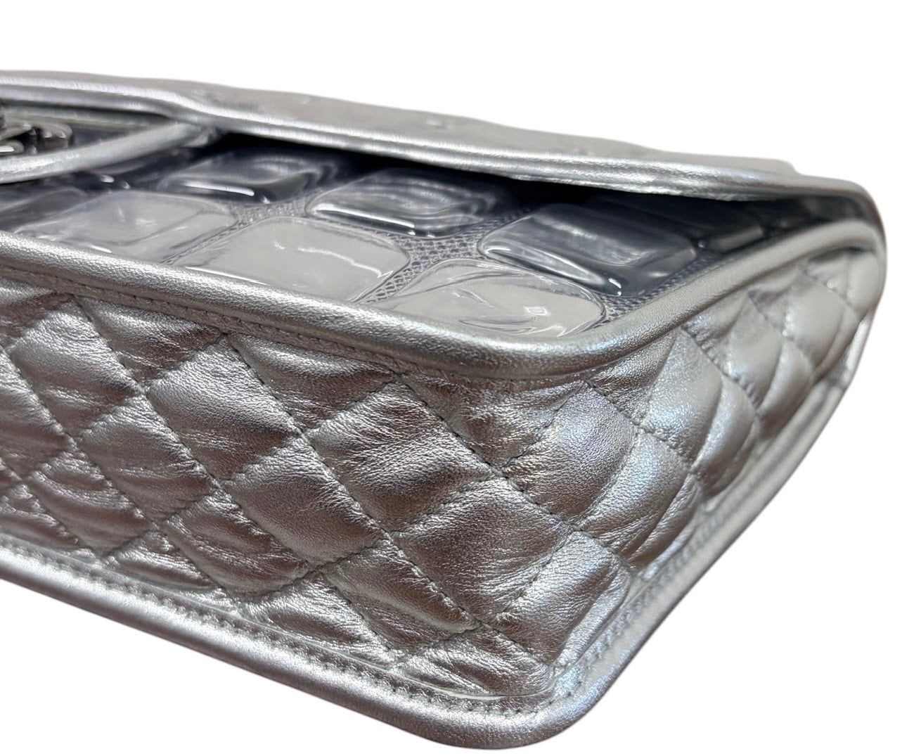 Chanel Vintage 2008 Cruise Collection Silver Ice Cube Large Classic Single Flap Bag