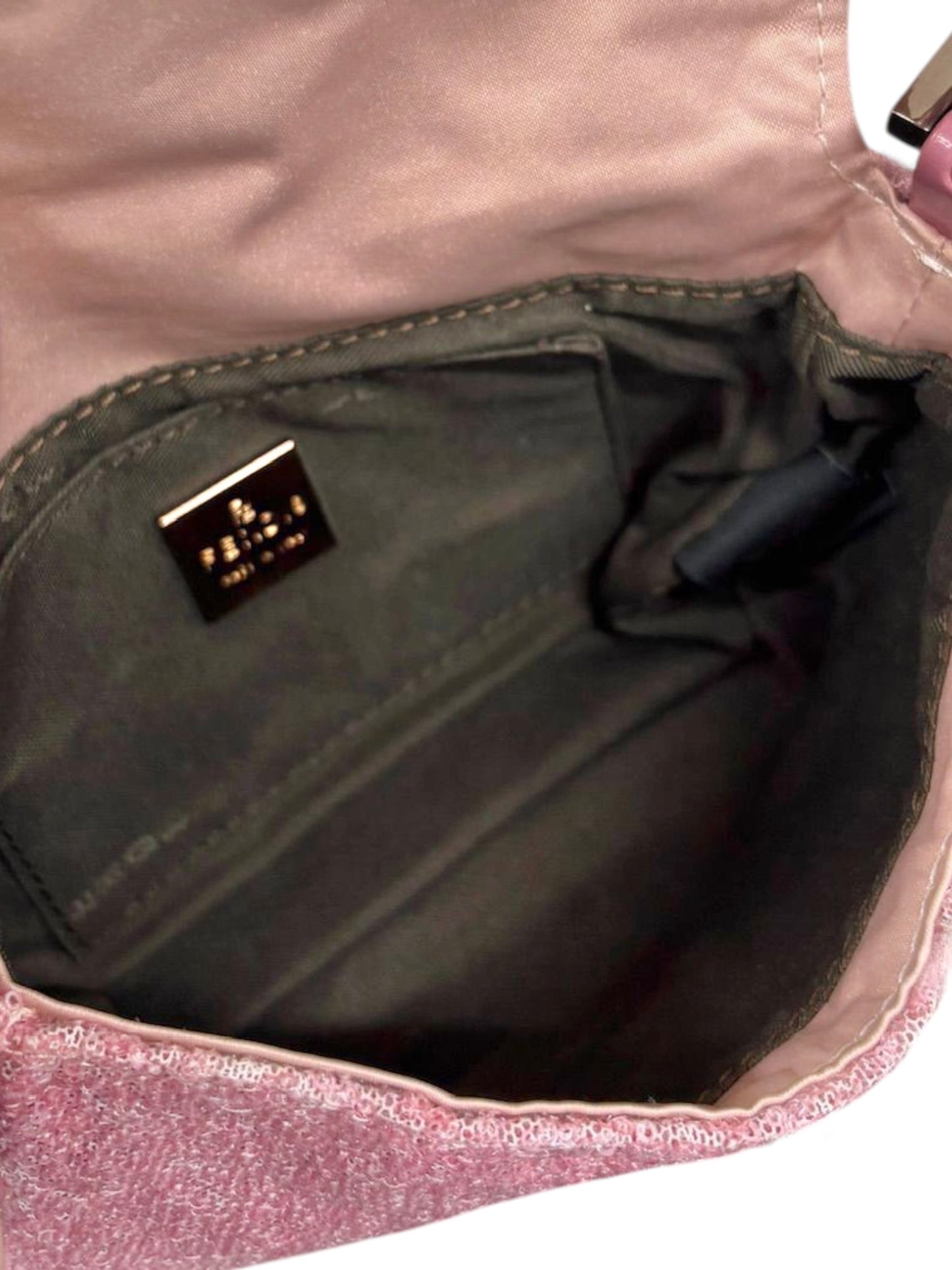 Fendi Vintage Pink Sequin Mini Shoulder Baguette Bag