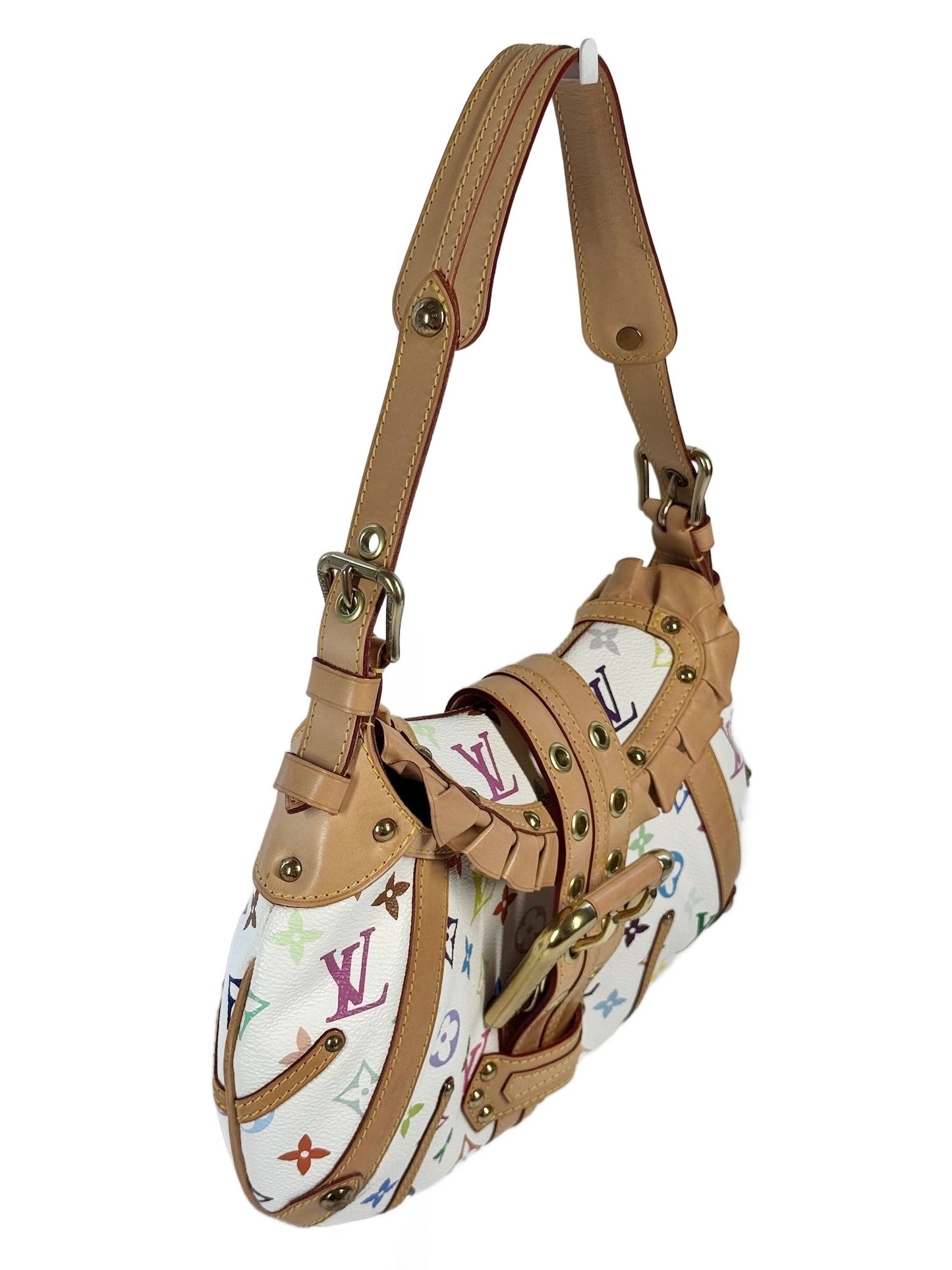 Louis Vuitton Vintage 2004 Takashi Murakami Blanc / White Multicolor Monogram Leonor Shoulder Bag