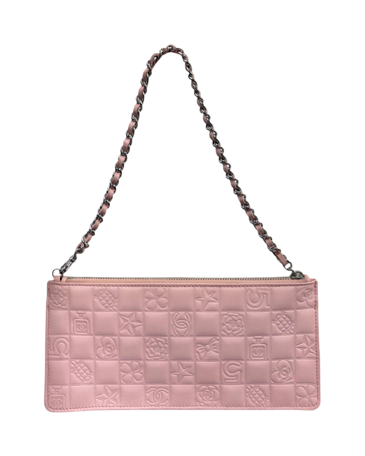 Chanel Vintage 00s Pink Lambskin Precious Symbols Shoulder Pochette Bag